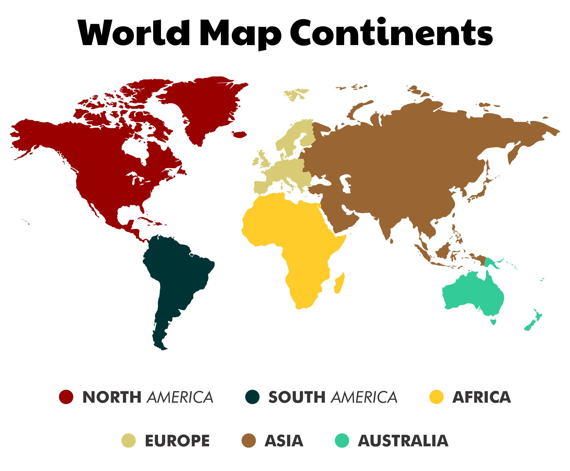 Simple World Map With Continents