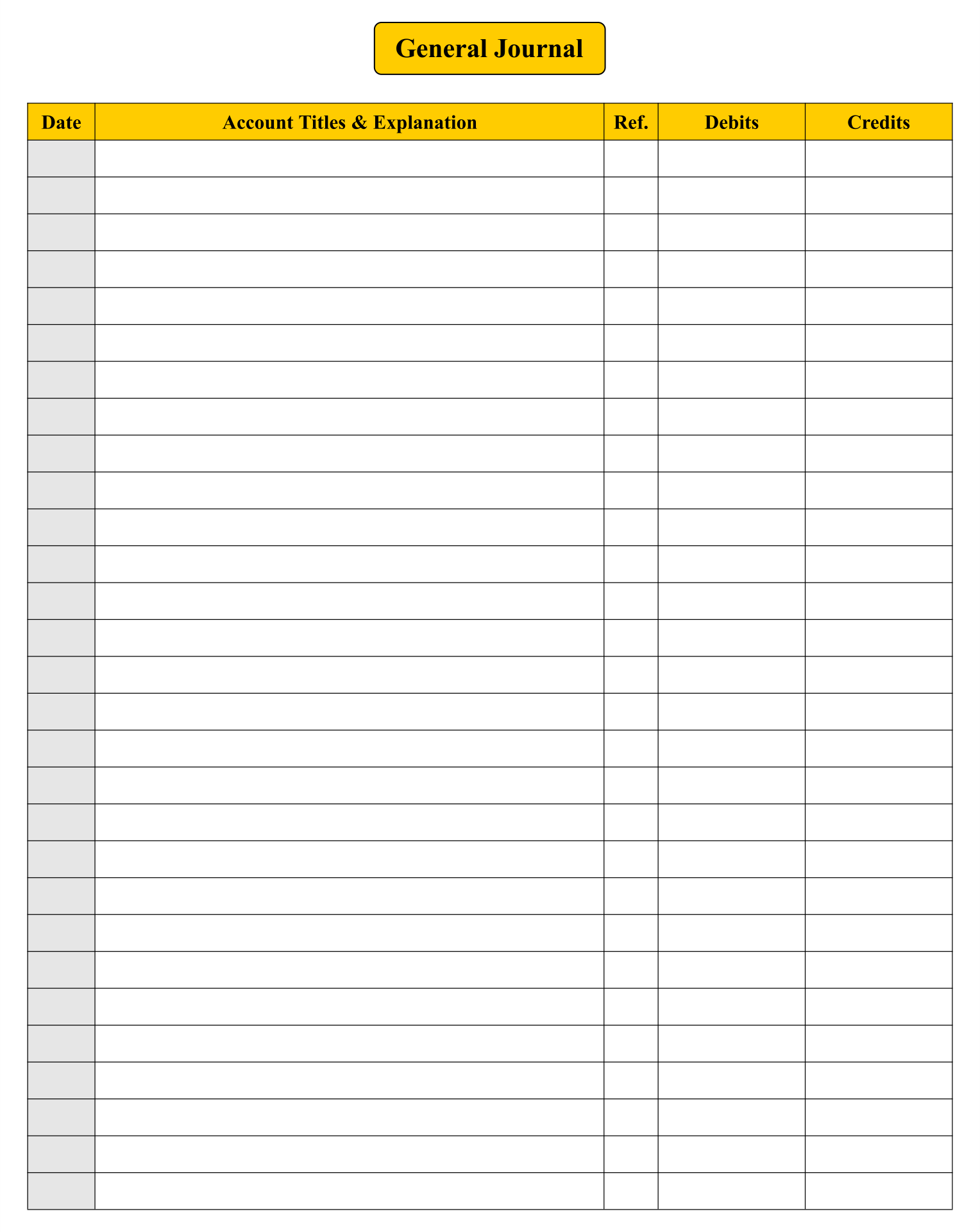 11 Best Accounting Ledger Template Printable - printablee.com Pertaining To Blank Ledger Template