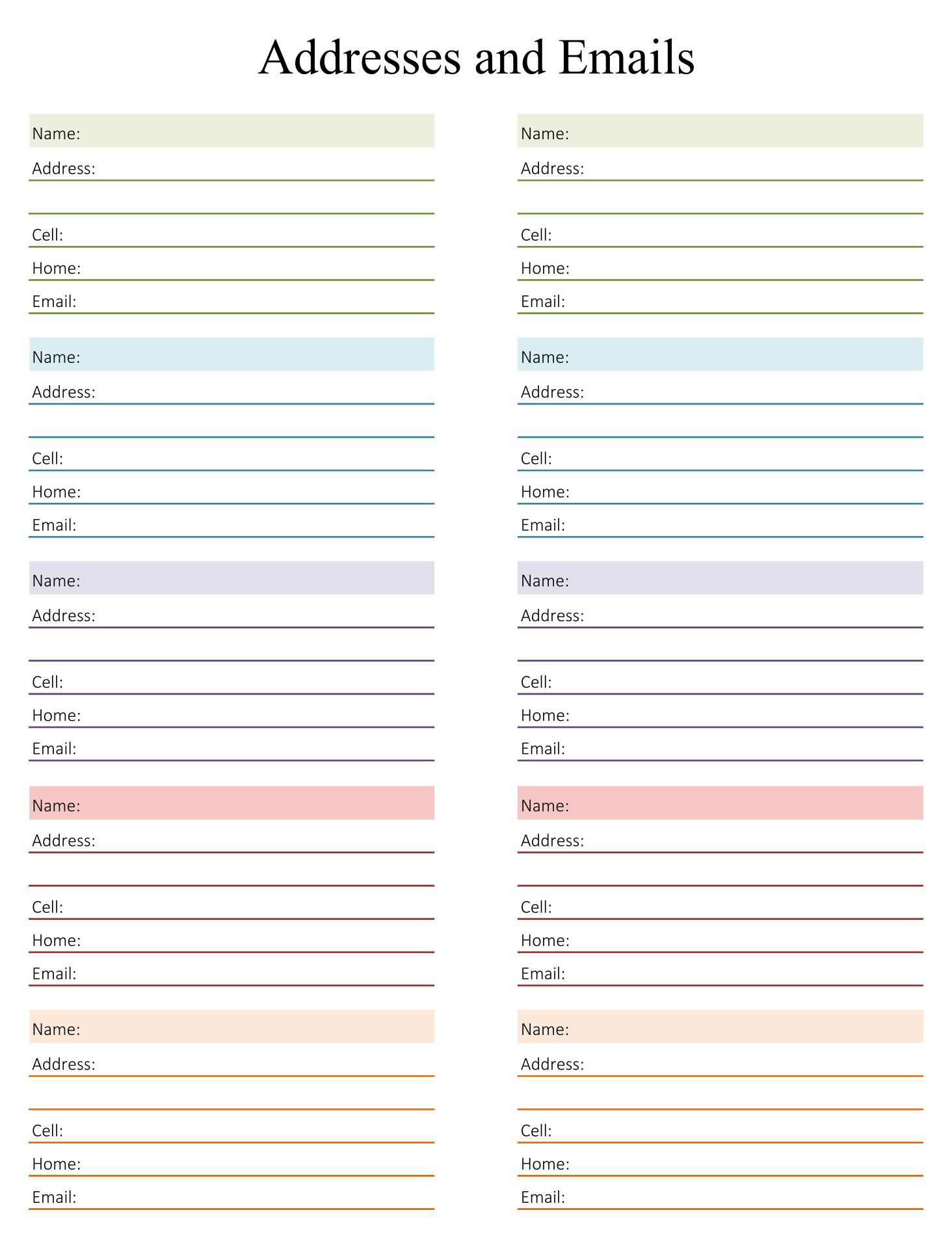 Free Printable Address Book Templates [PDF, Excel, Word]