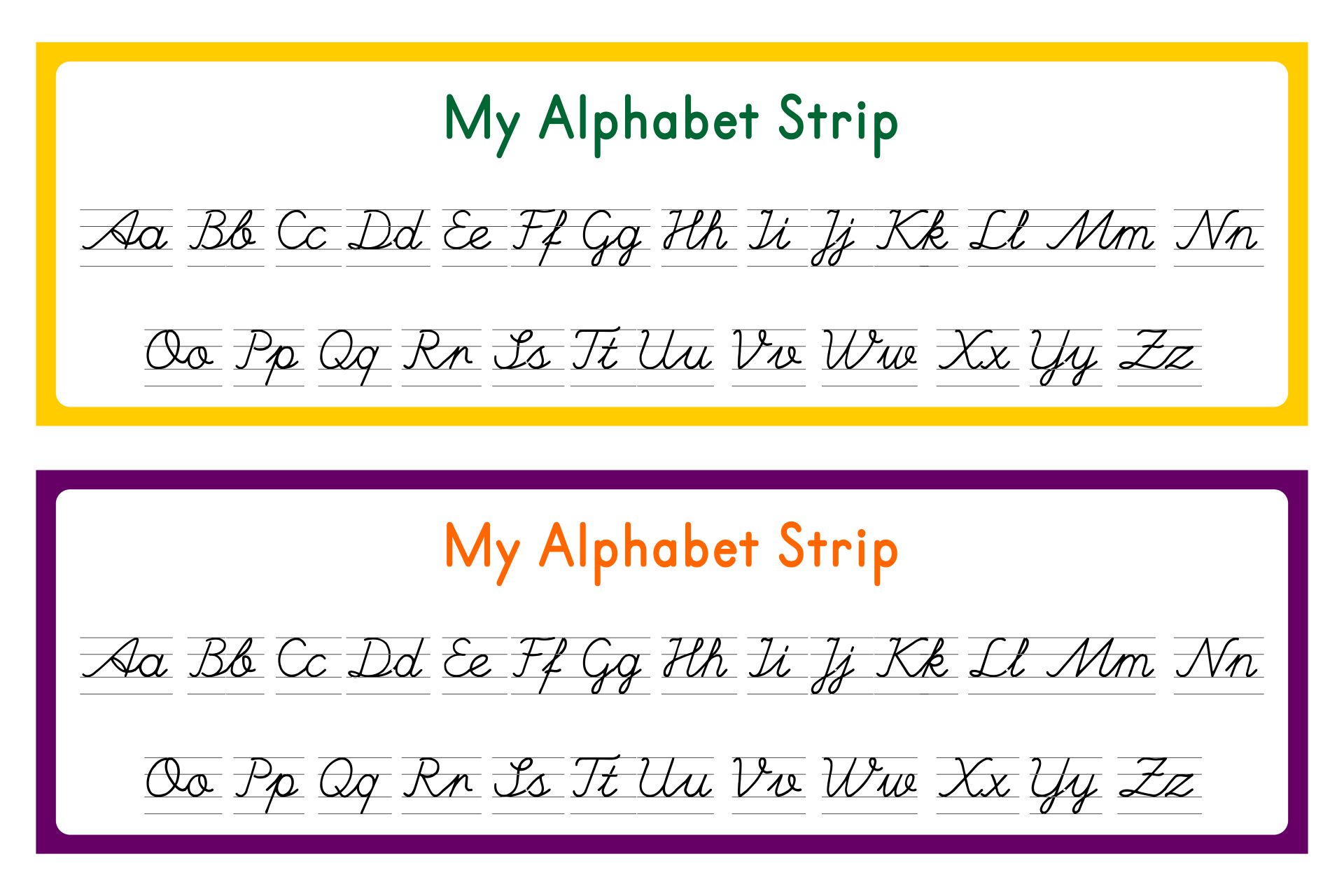 Cursive Alphabet Strip Printable