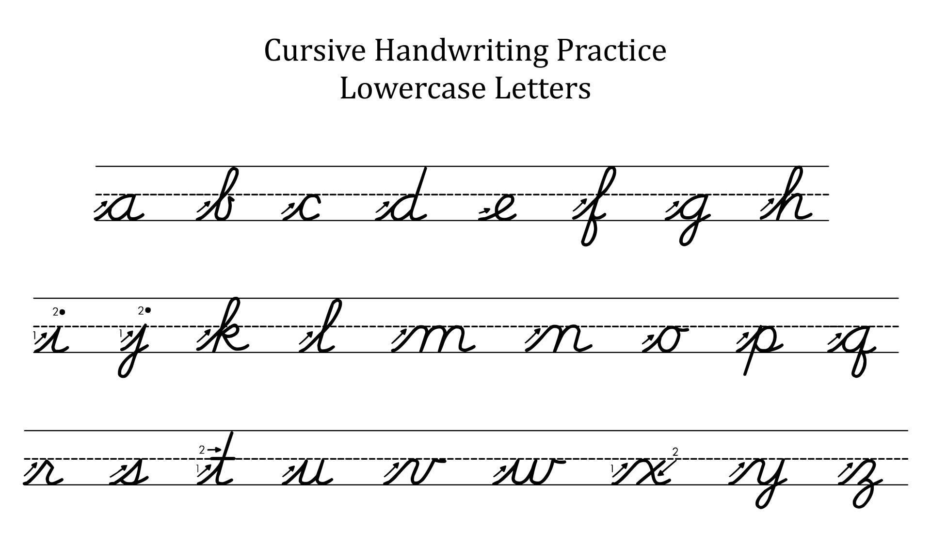 Cursive Handwriting Practice Lowercase Letters