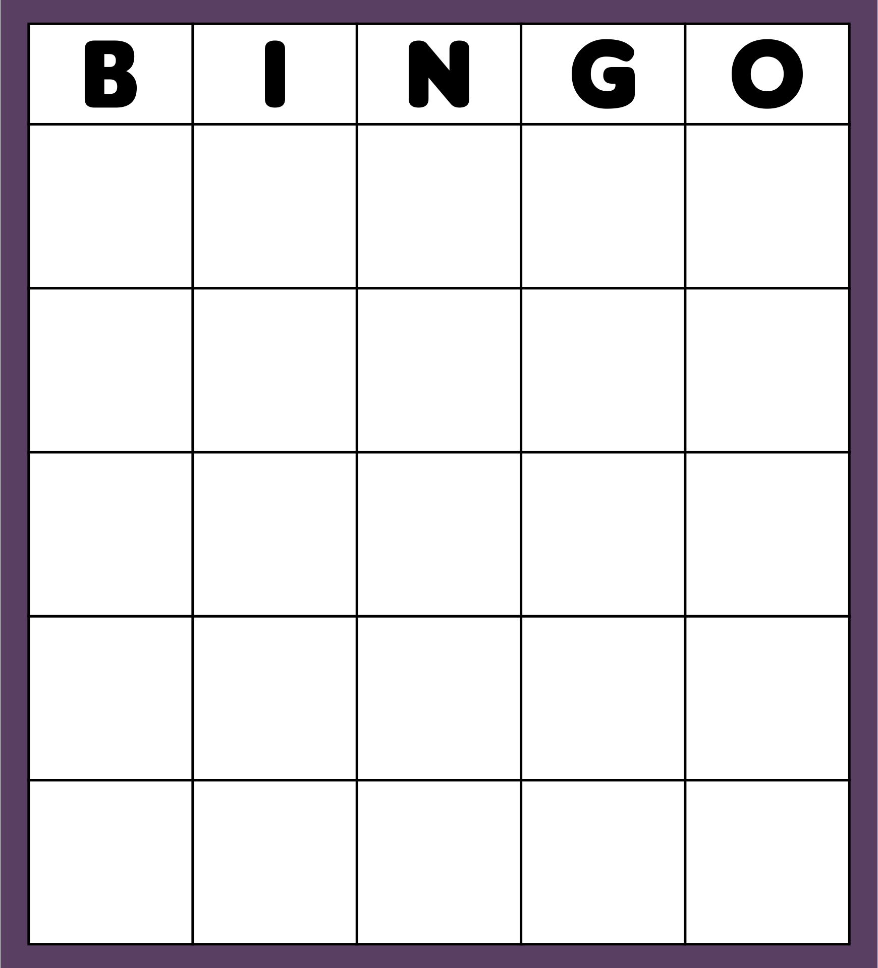 Customizable Blank Bingo Card Template