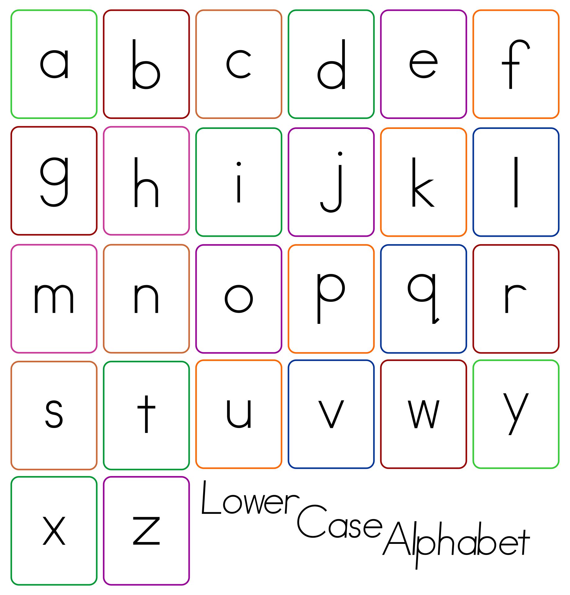 Free Lower Case Alphabet Flash Cards