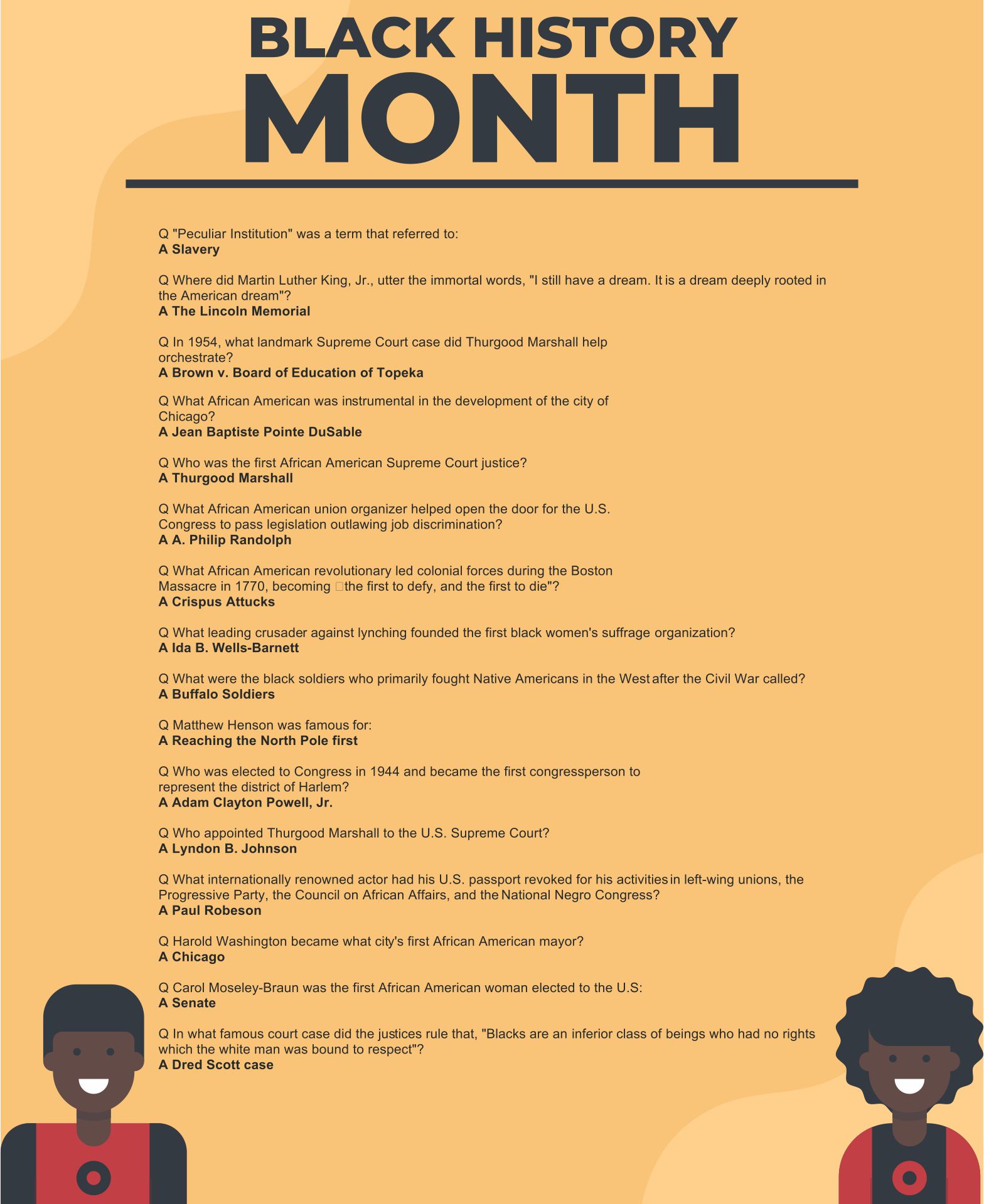 Free Printable Black History Month Trivia Questions And Answers