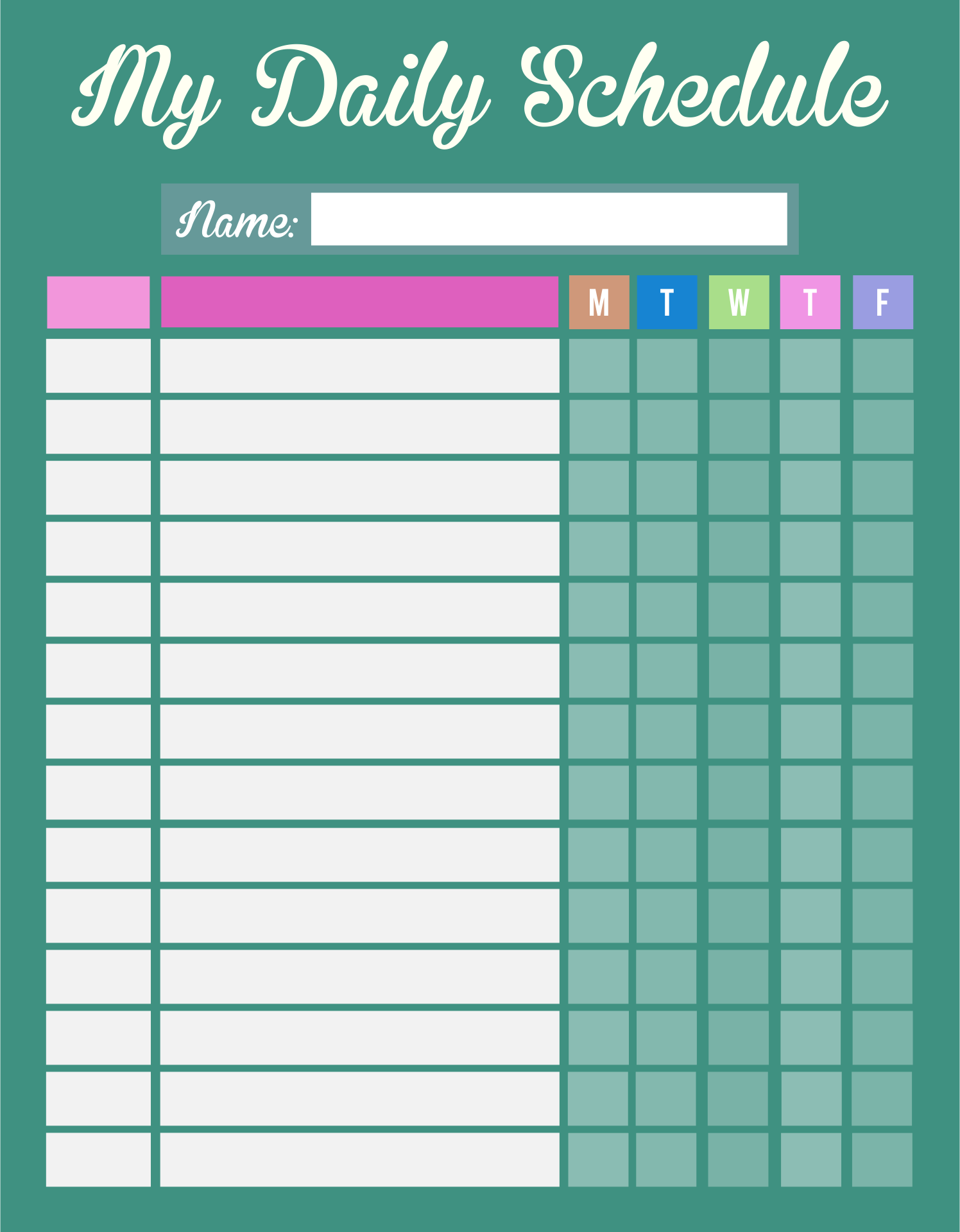 Free Printable Daily Schedule For Kids