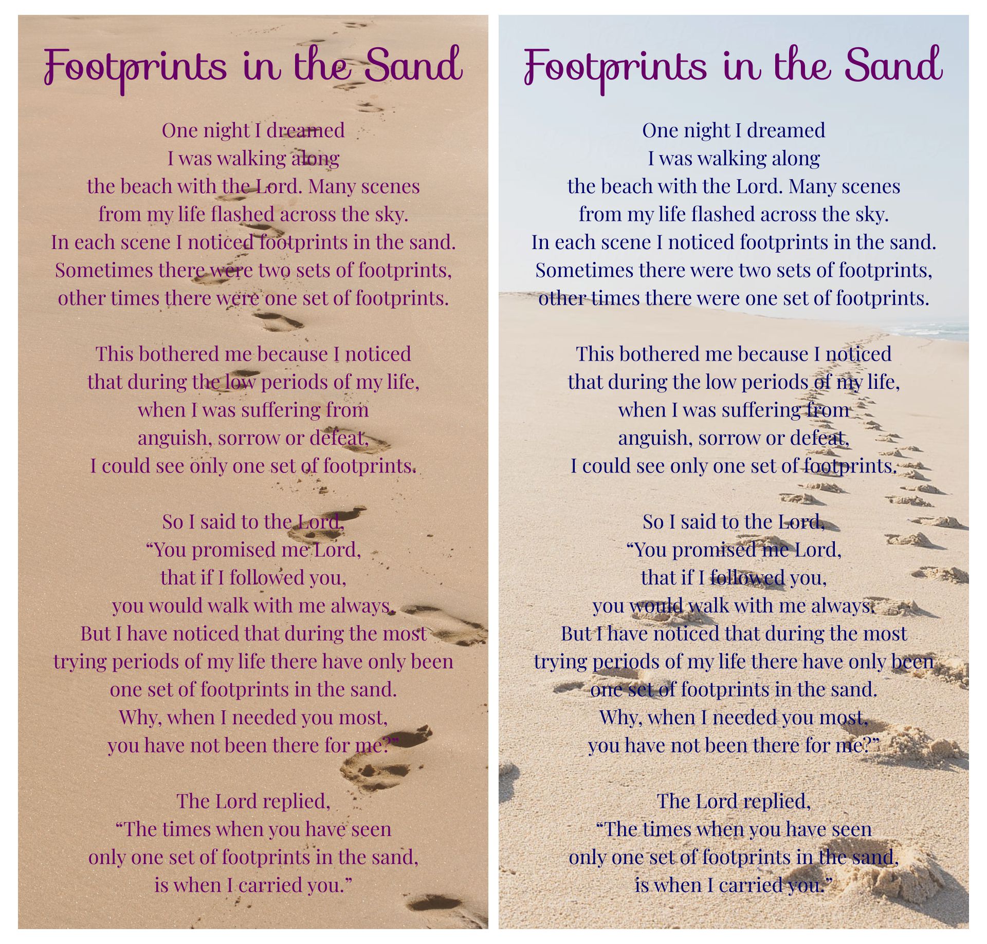 Free Printable Footprints In The Sand Bookmark