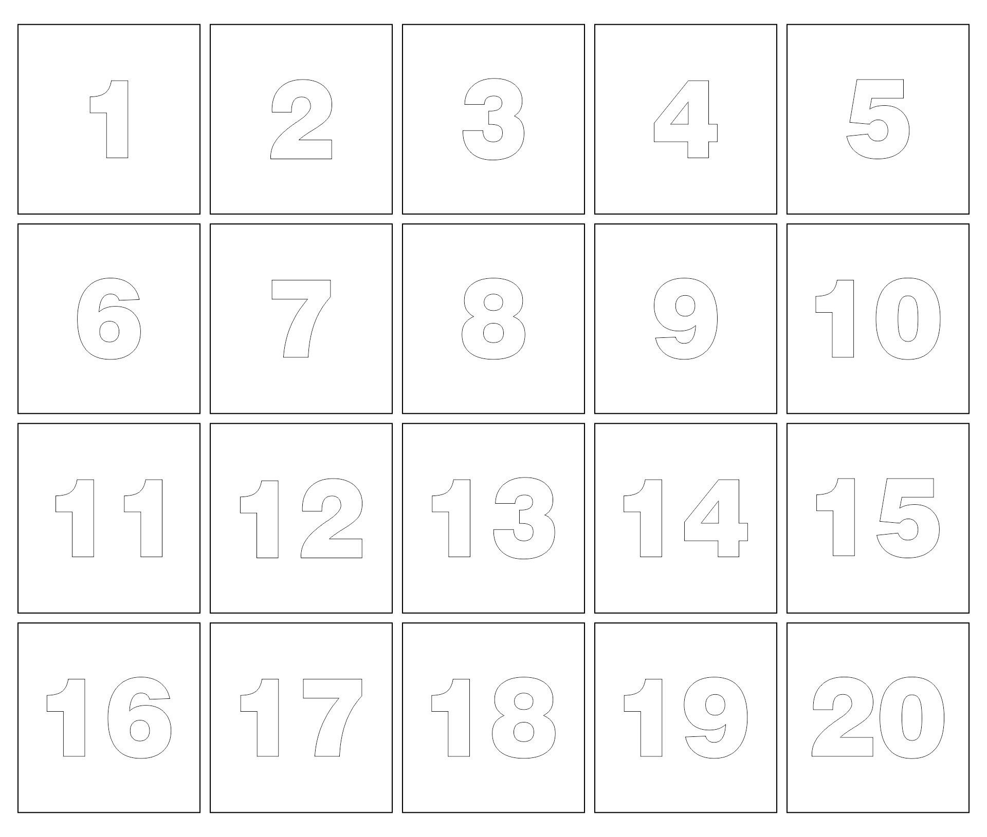 Large Number Templates 1-20