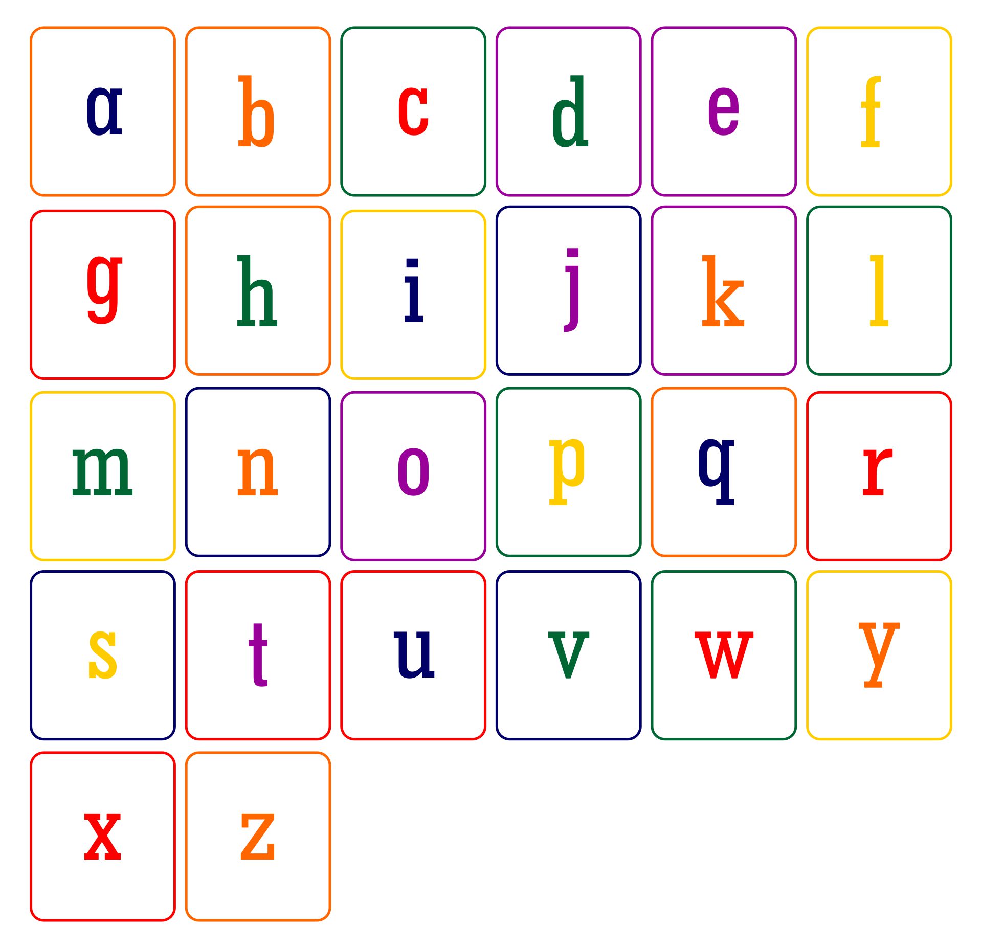Lower Case Letters Flashcards Printable