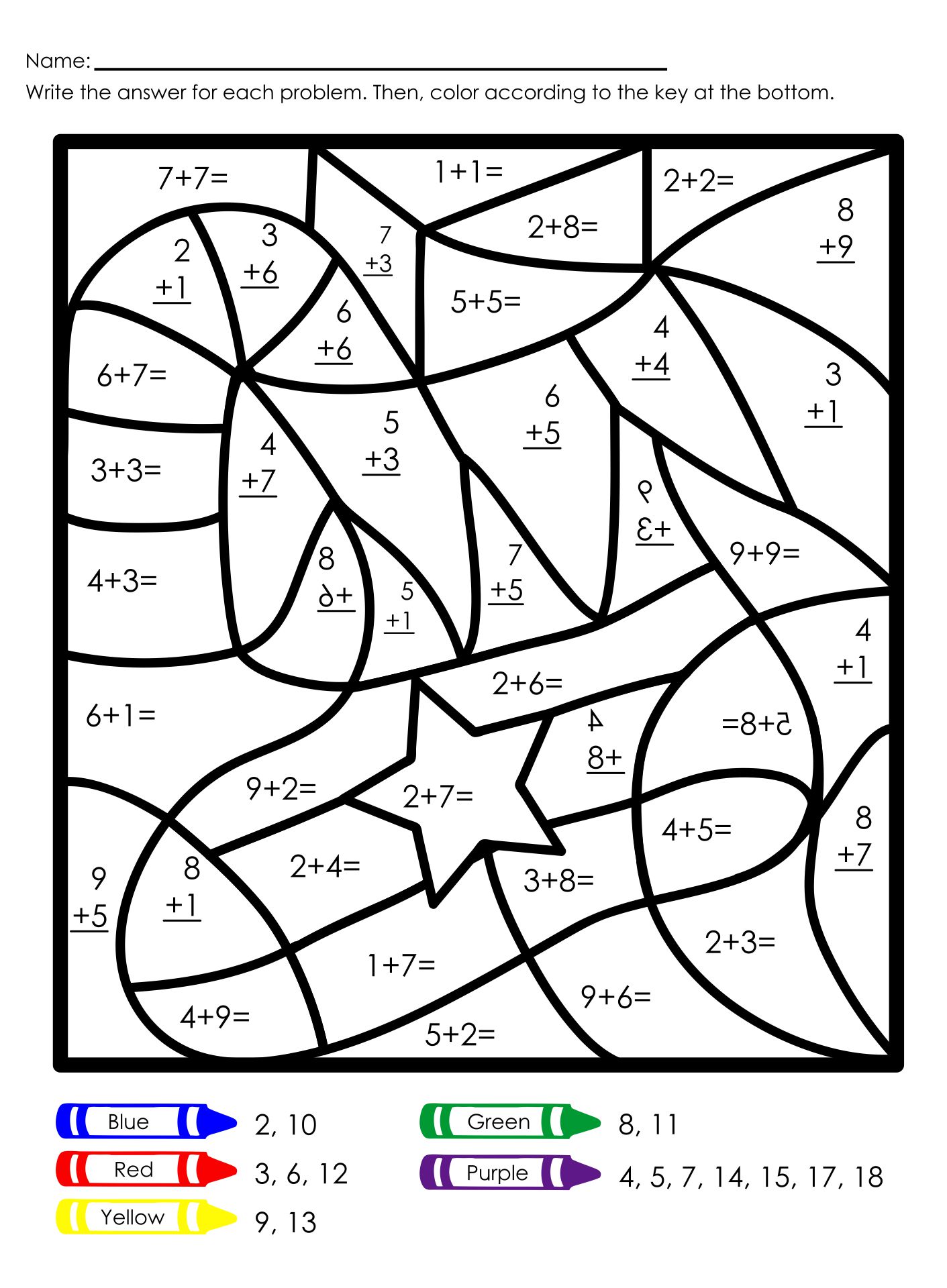 Math Coloring Worksheets For Kindergarten