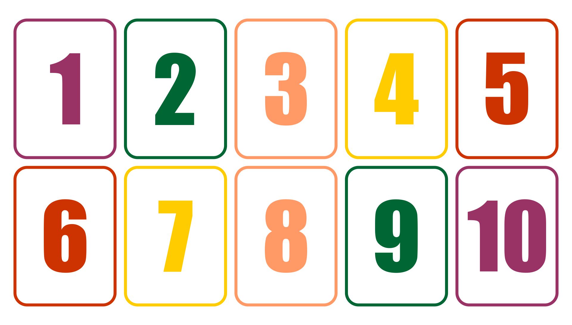 Number Cards 1 To 10 Printable Cards