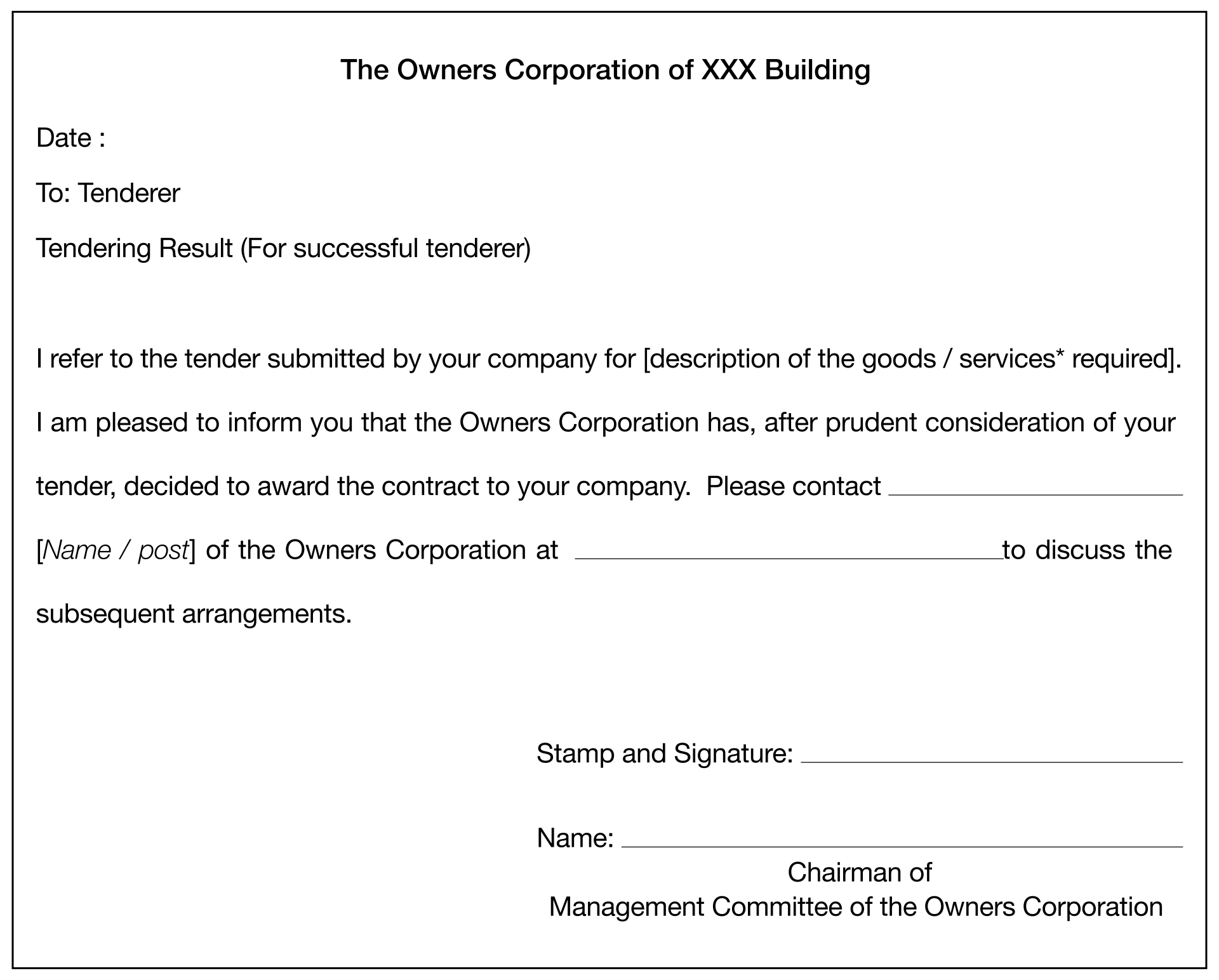 Printable Bid Proposal Sample Letter