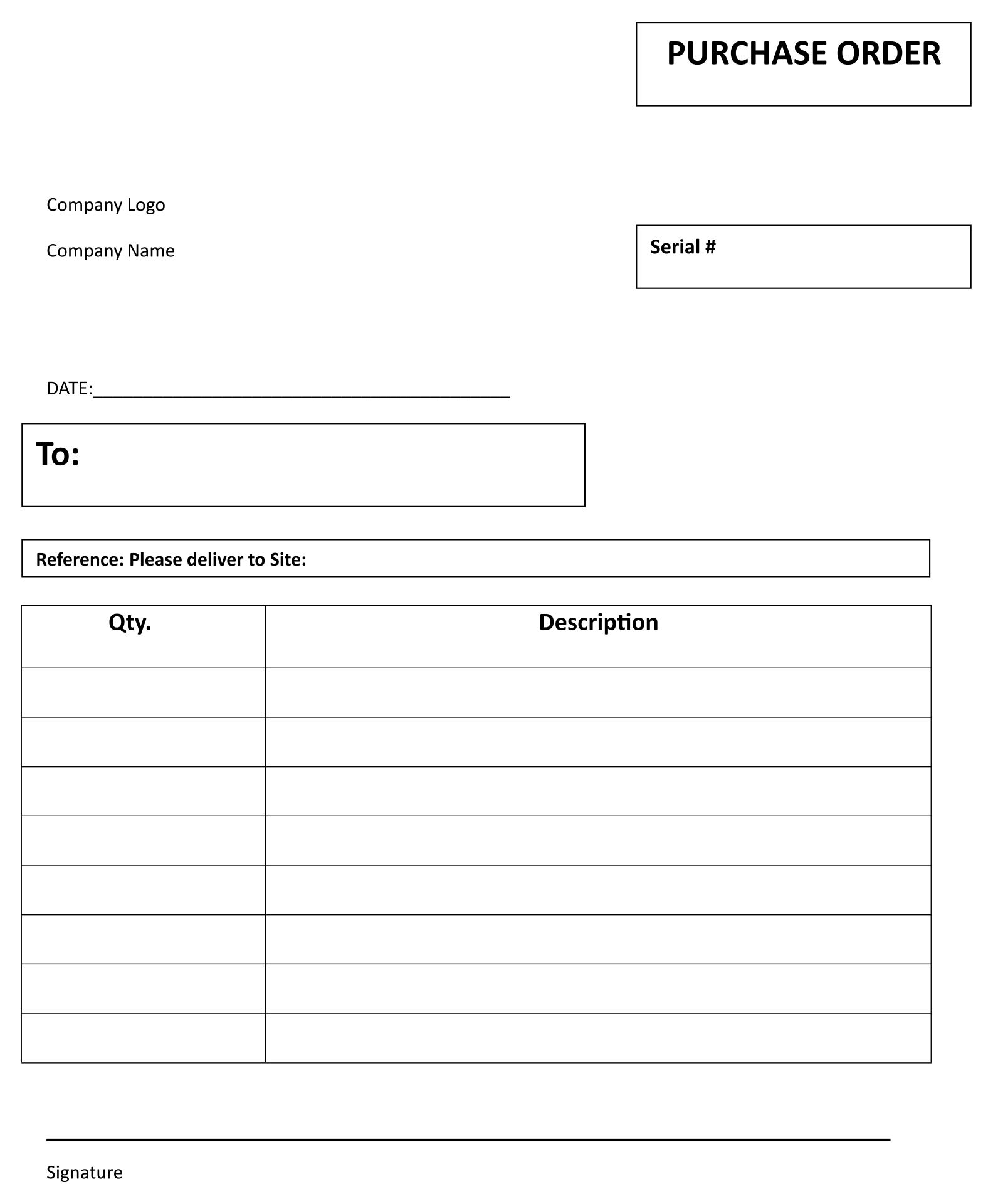 Printable Blank Purchase Order Forms