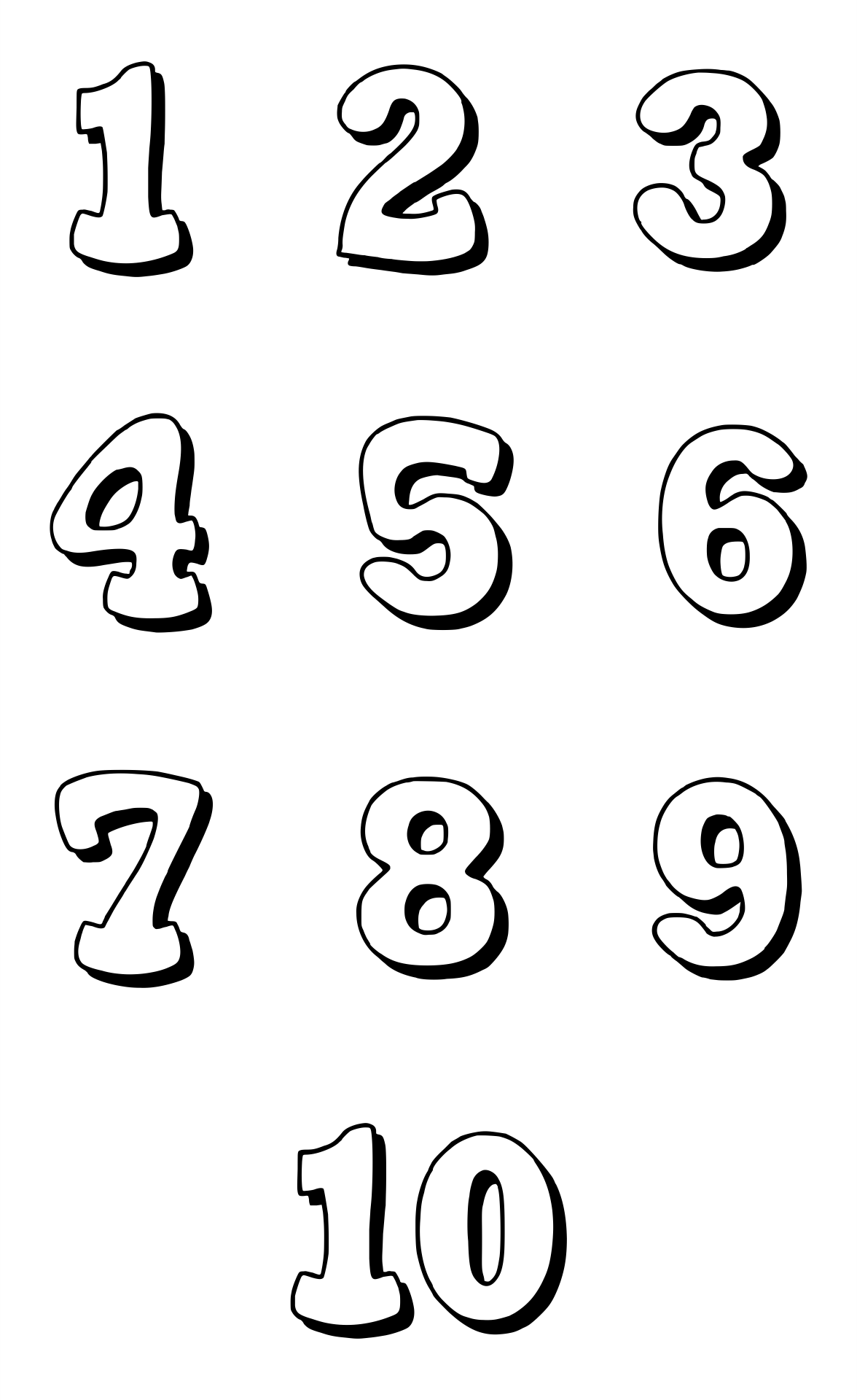 Printable Bubble Writing Numbers 1 10