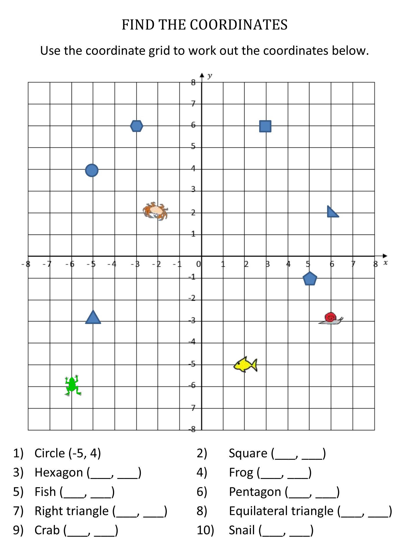 Printable Coordinate Graph Picture Worksheet