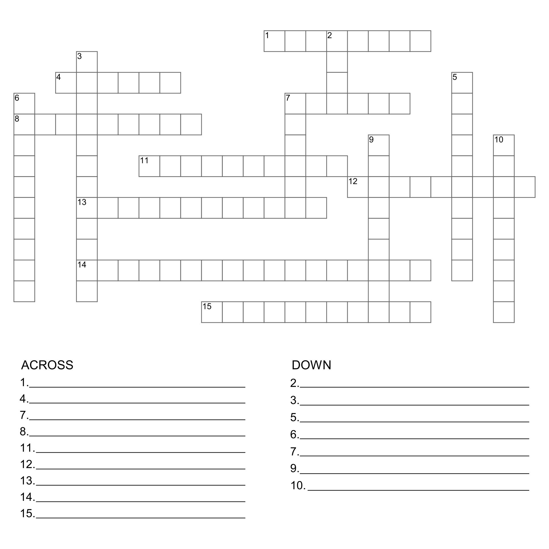 Printable Crossword Puzzle Blank Template
