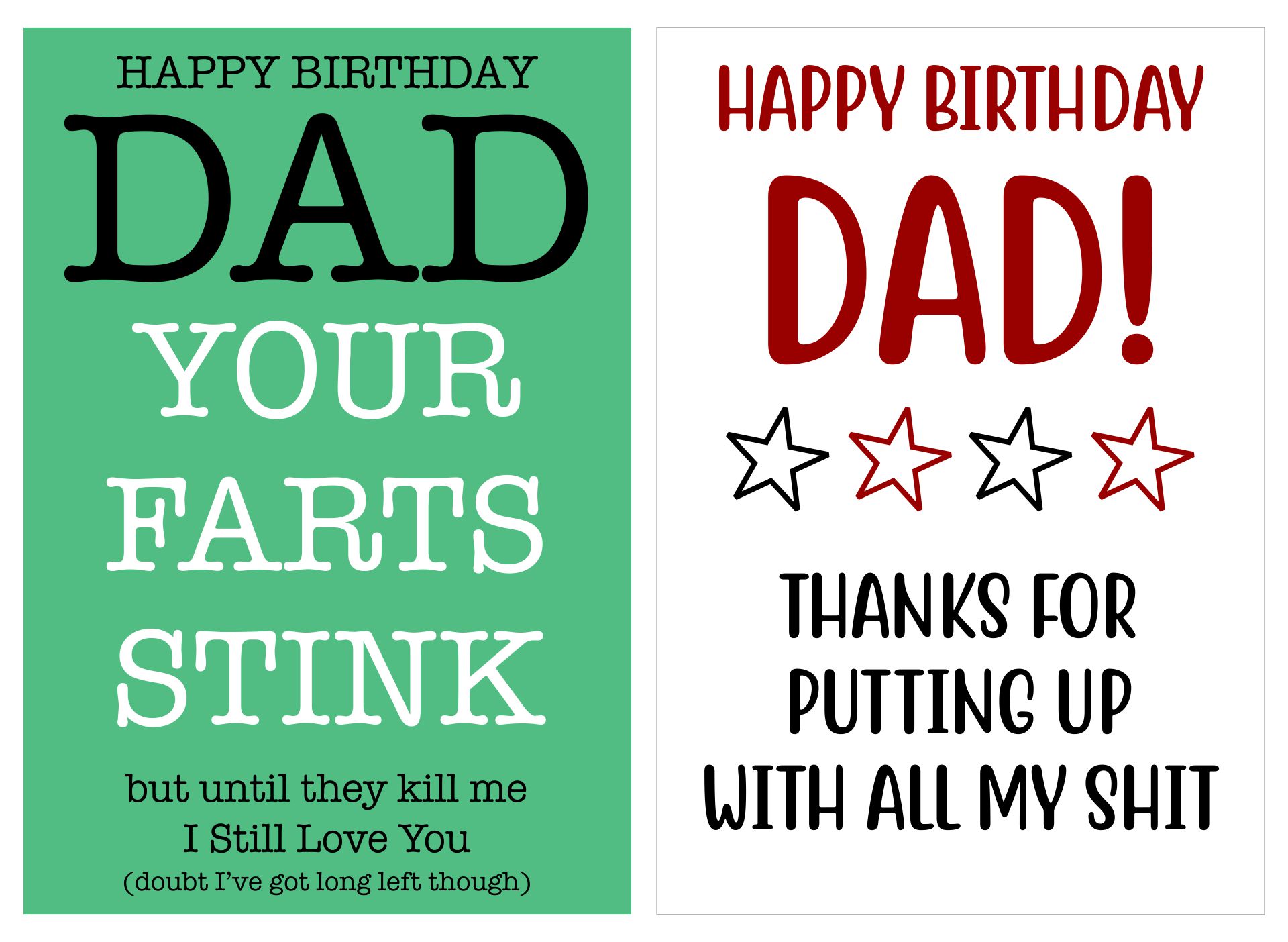 Printable Funny Birthday Cards For Dad