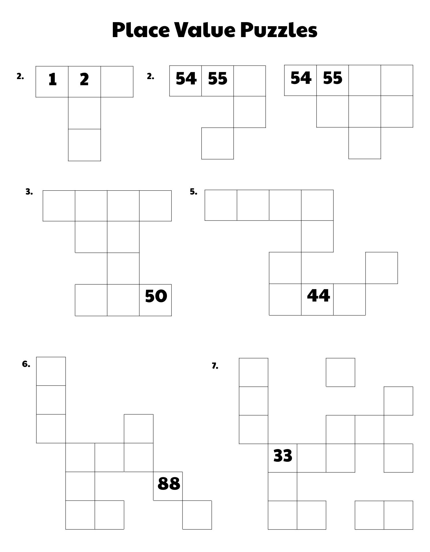 Printable Number Grid Puzzles