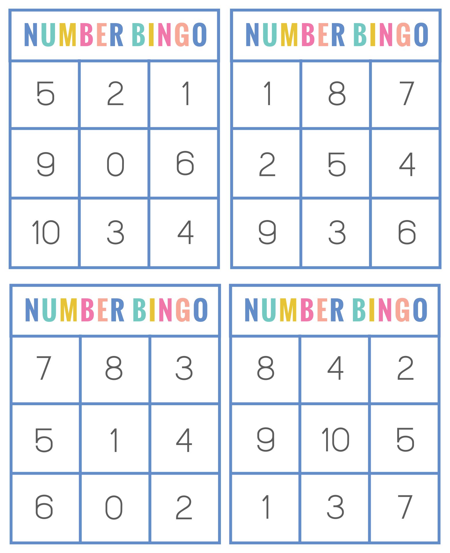 Printable Numbers For Bingo Cards