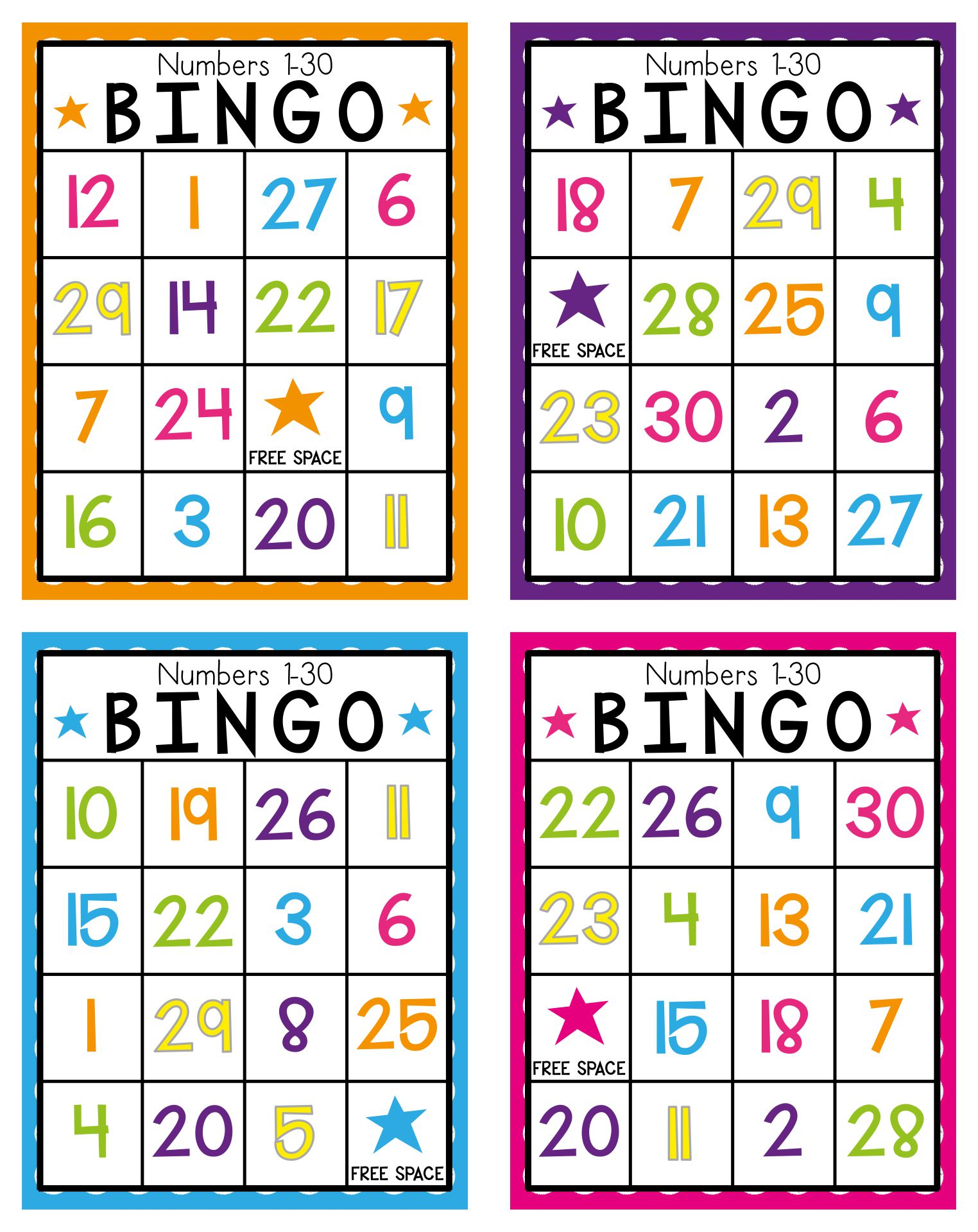 Printable Numbers On Bingo Cards