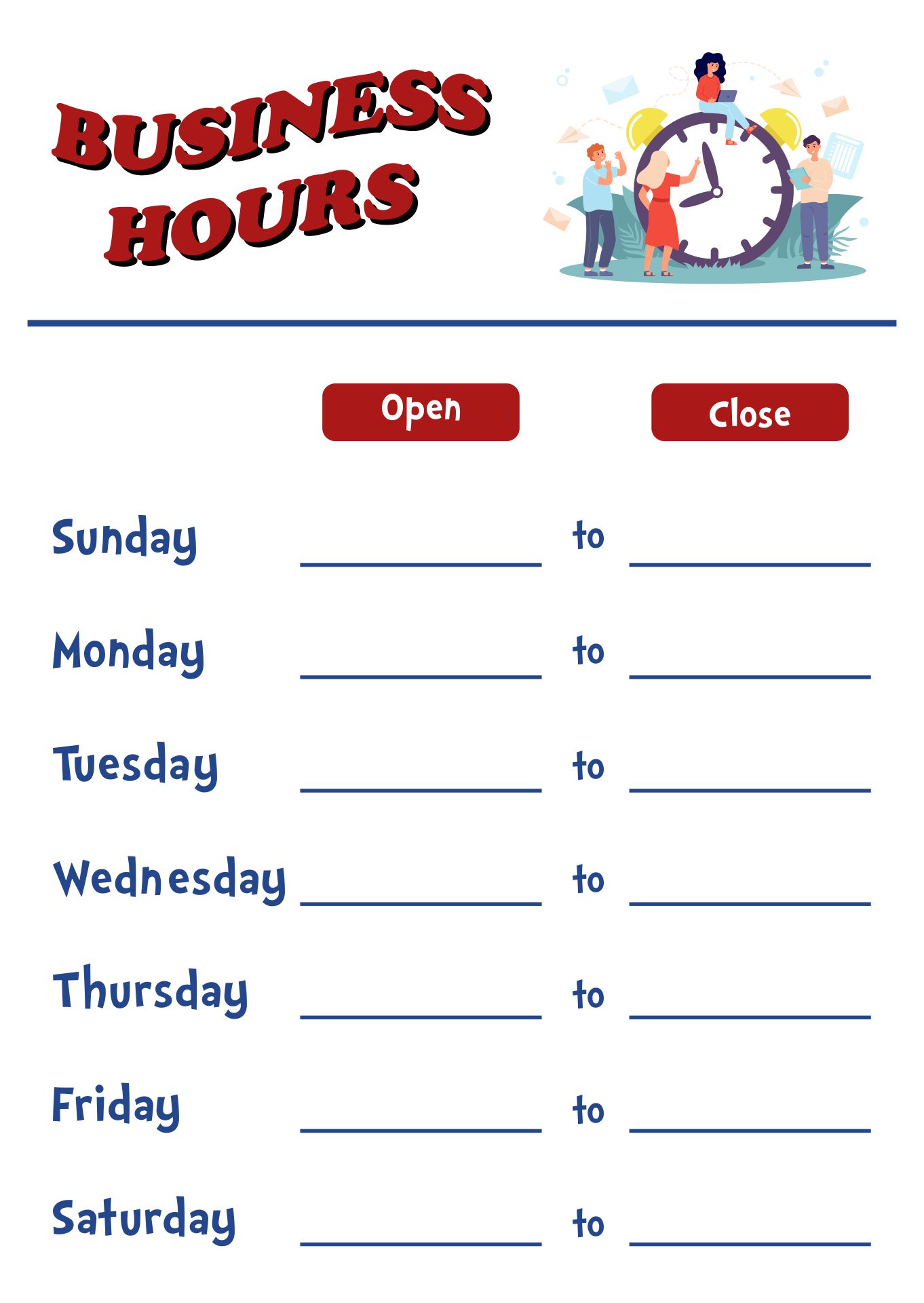 21 Best Free Printable Business Hours Sign Template - printablee.com Within Hours Of Operation Template Microsoft Word