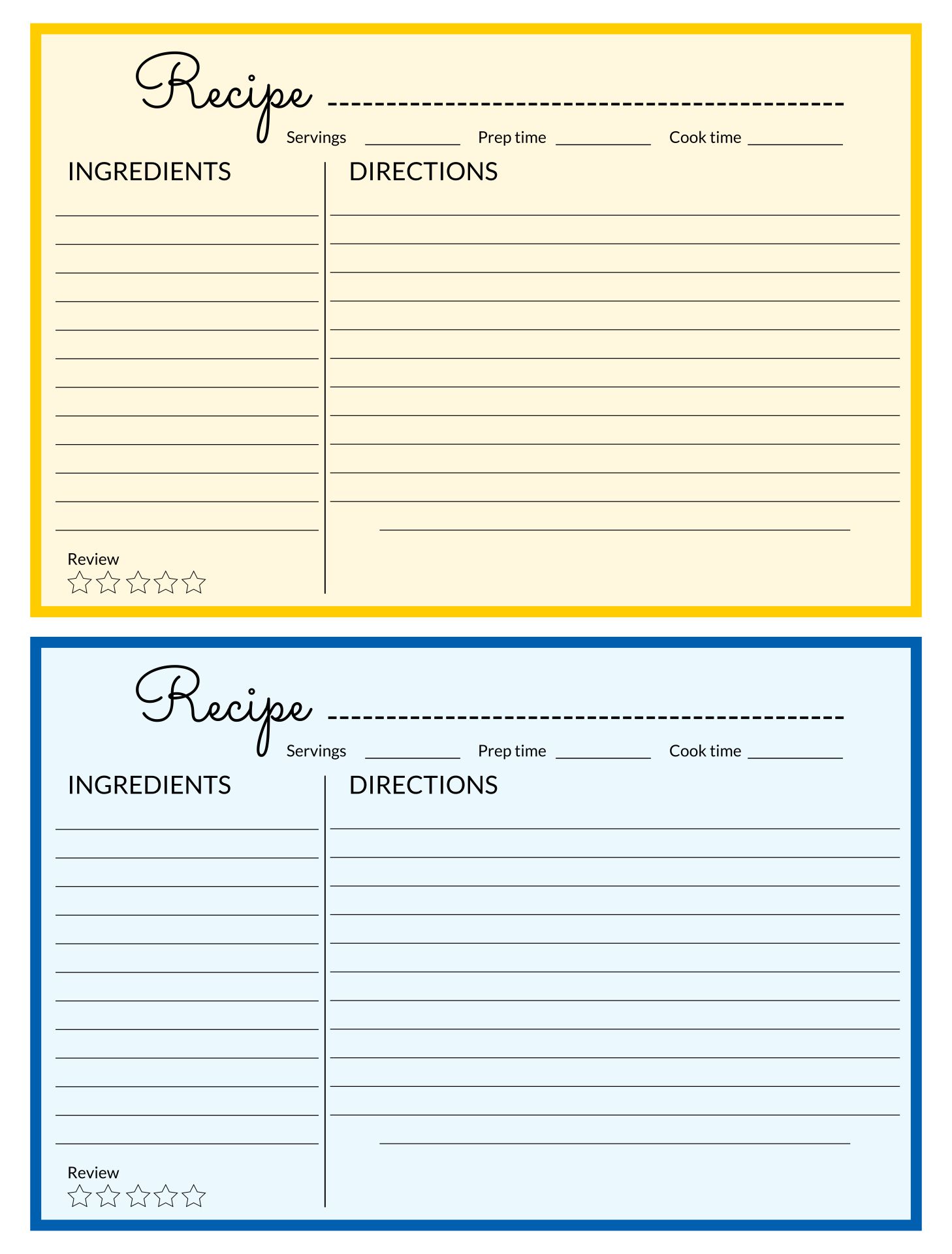 Printable Recipe Pages Free