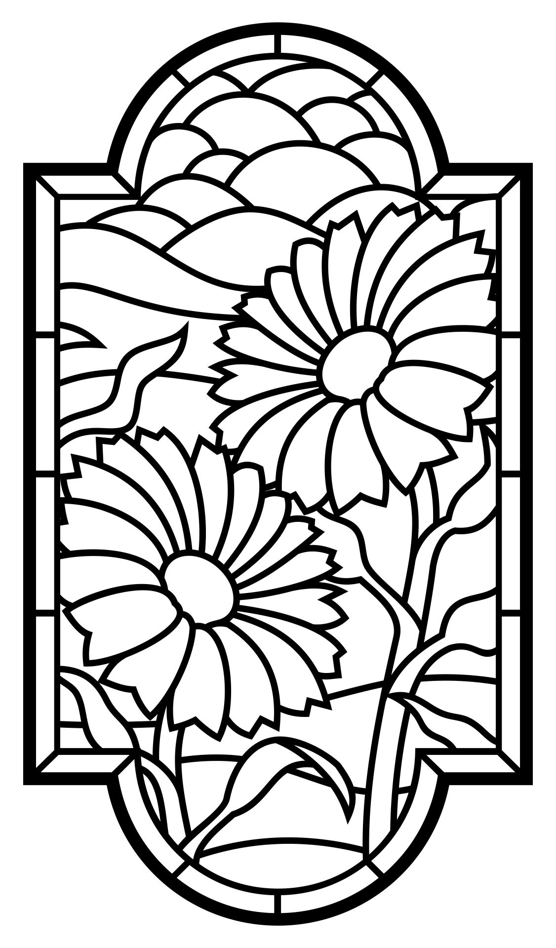 Printable Sunflower Stained Glass Patterns