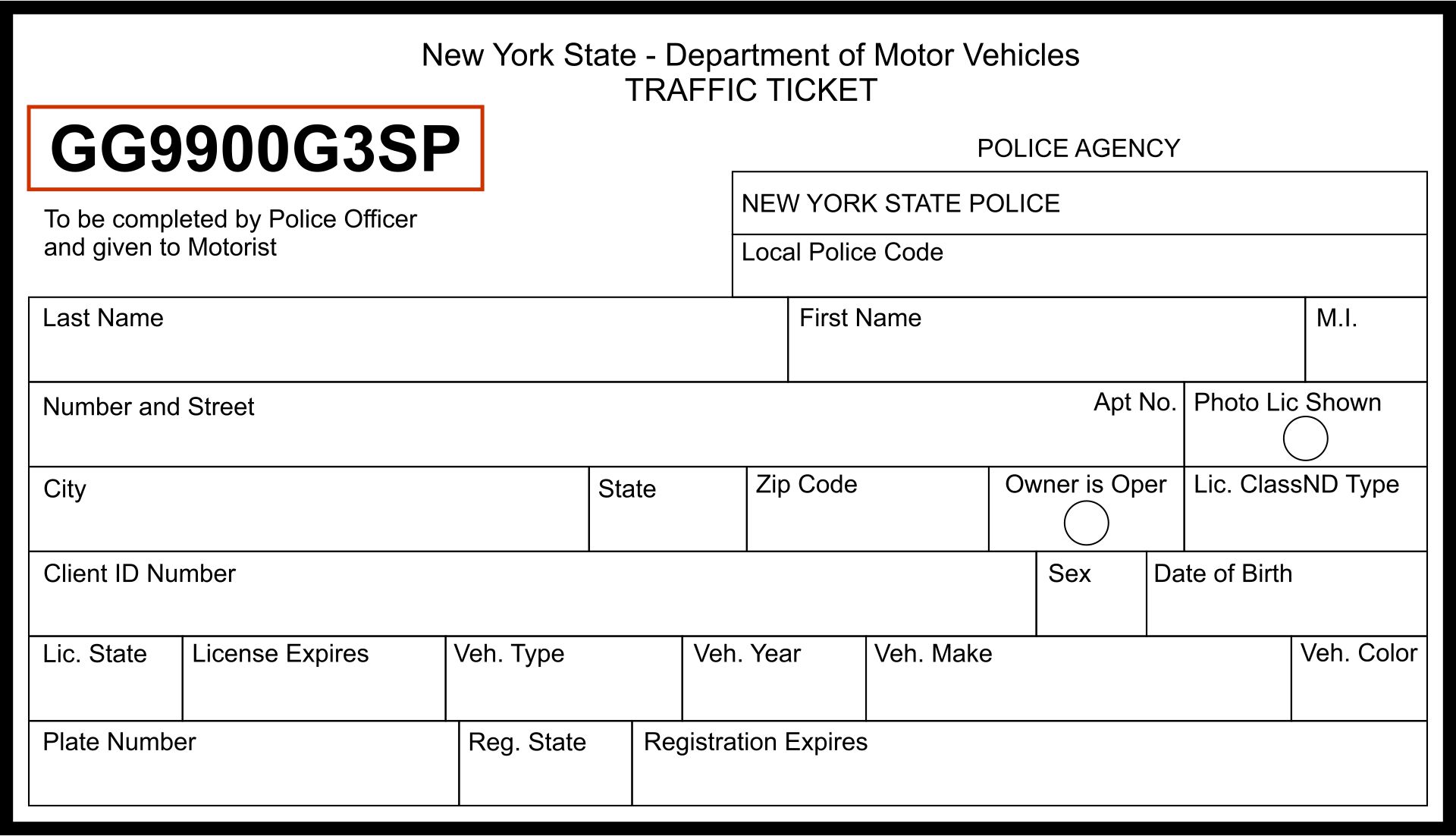 21 Best Free Printable Violation Tickets - printablee.com Pertaining To Blank Parking Ticket Template