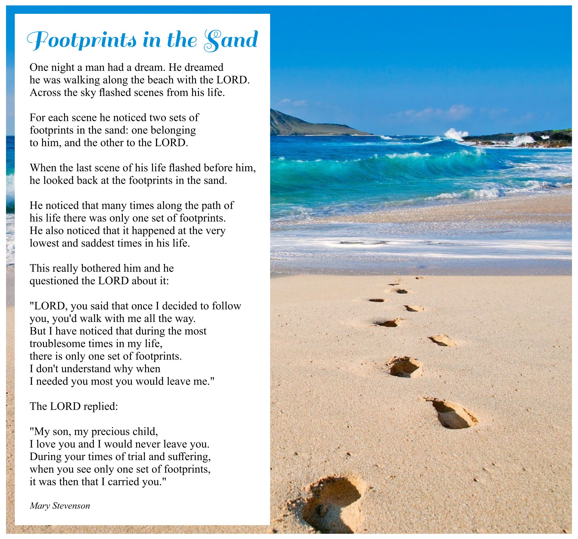 Printable Words To Footprints In The Sand