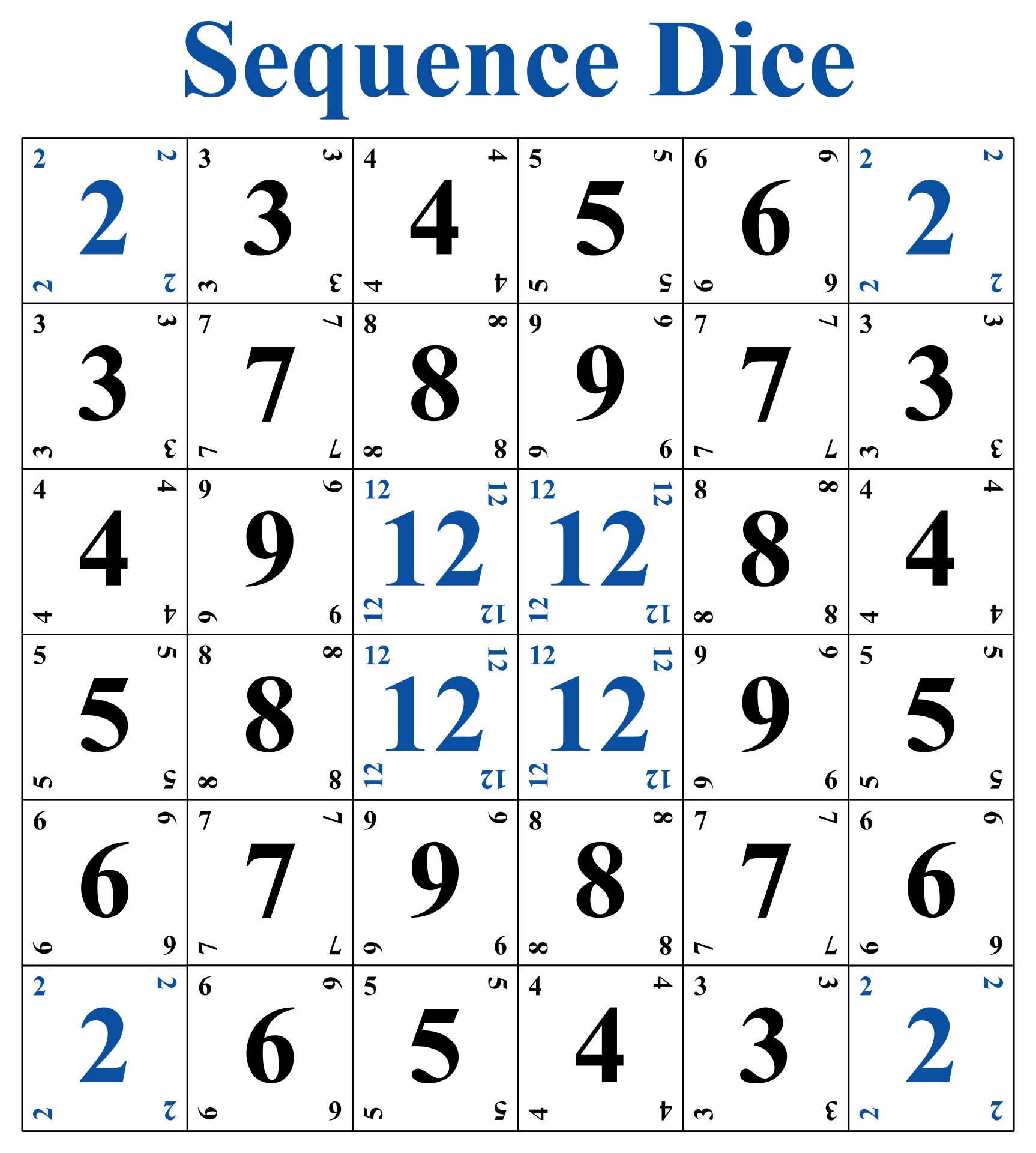 Sequence Board Game For Adults Printable