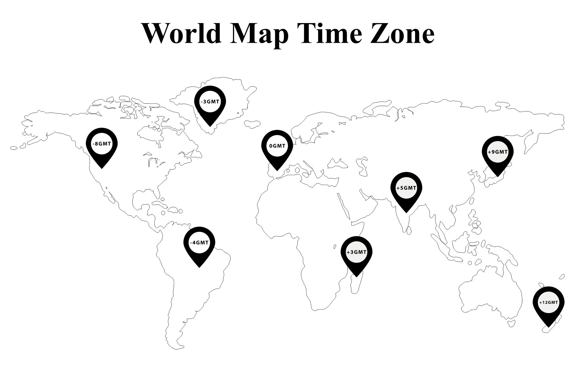 World Time Zone Map Printable Black And White