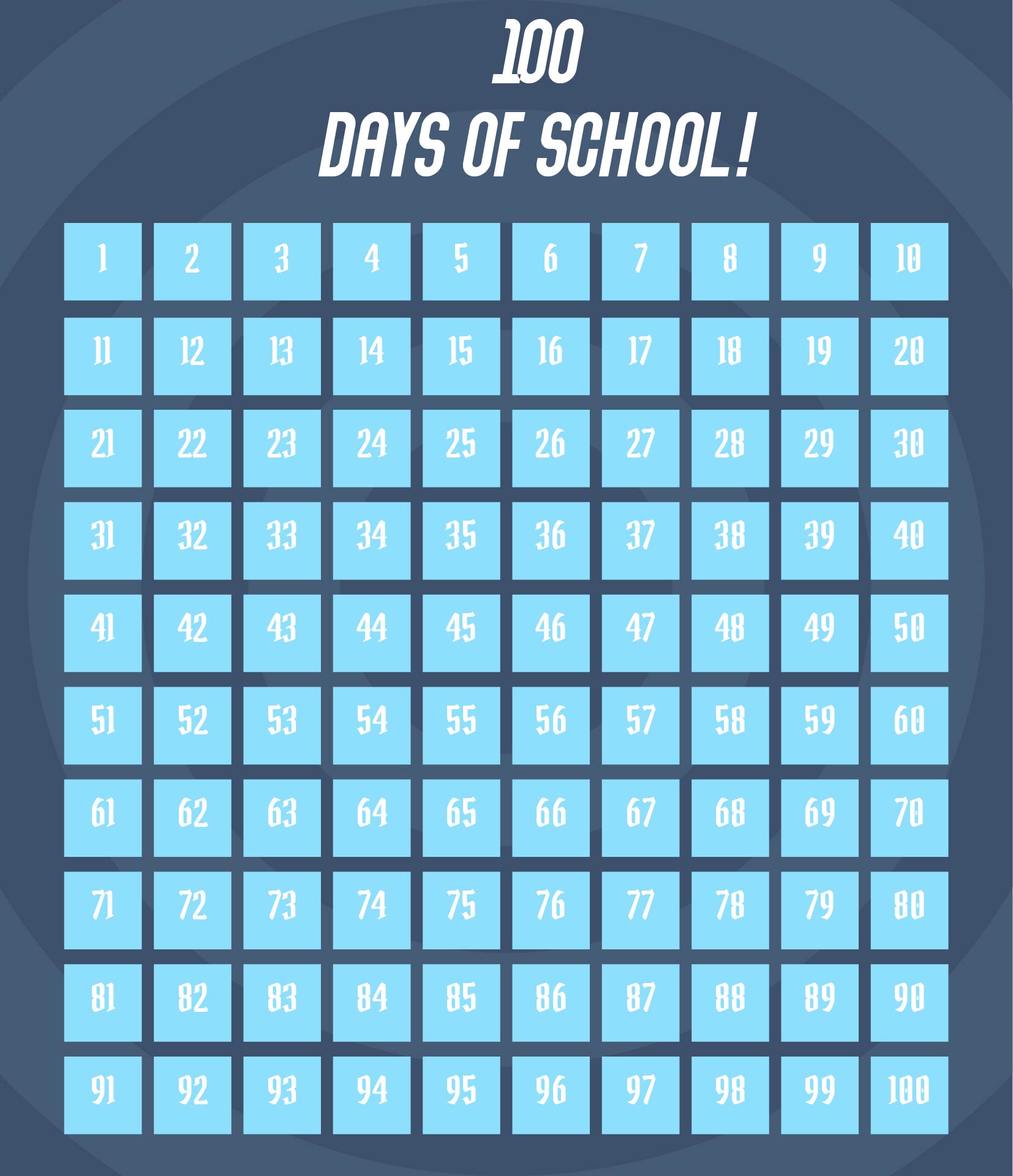 100 Days Of School Chart Printable