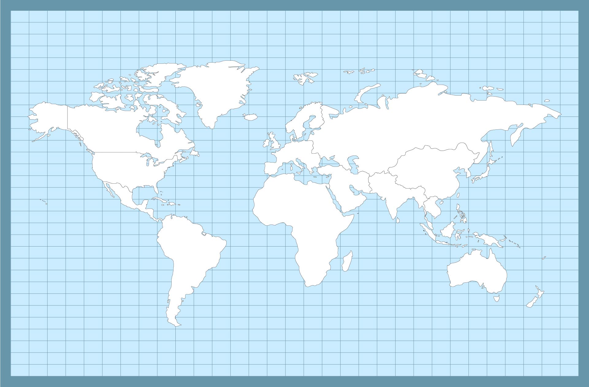 A Large Blank World Map With Oceans Marked In Blue Png