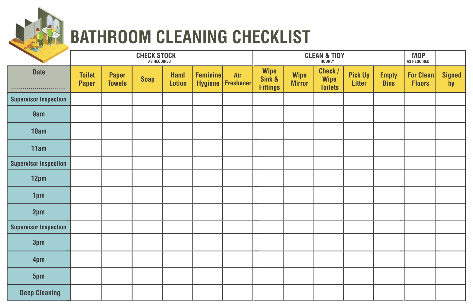 Bathroom Cleaning Checklist For Employees