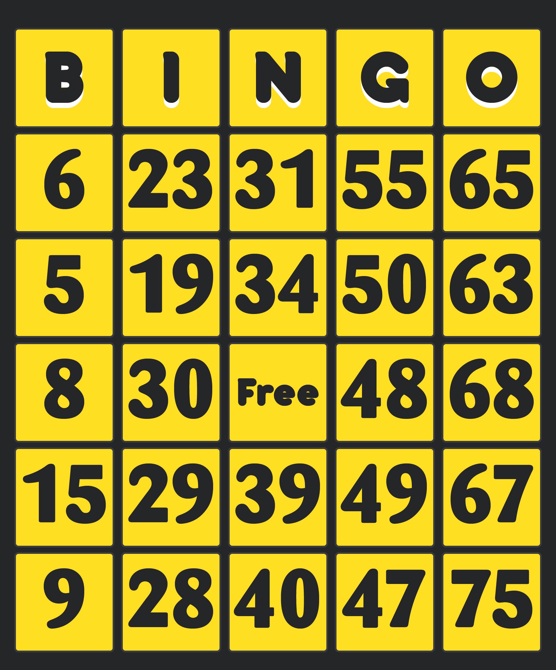Bingo Calling Cards Free Printable