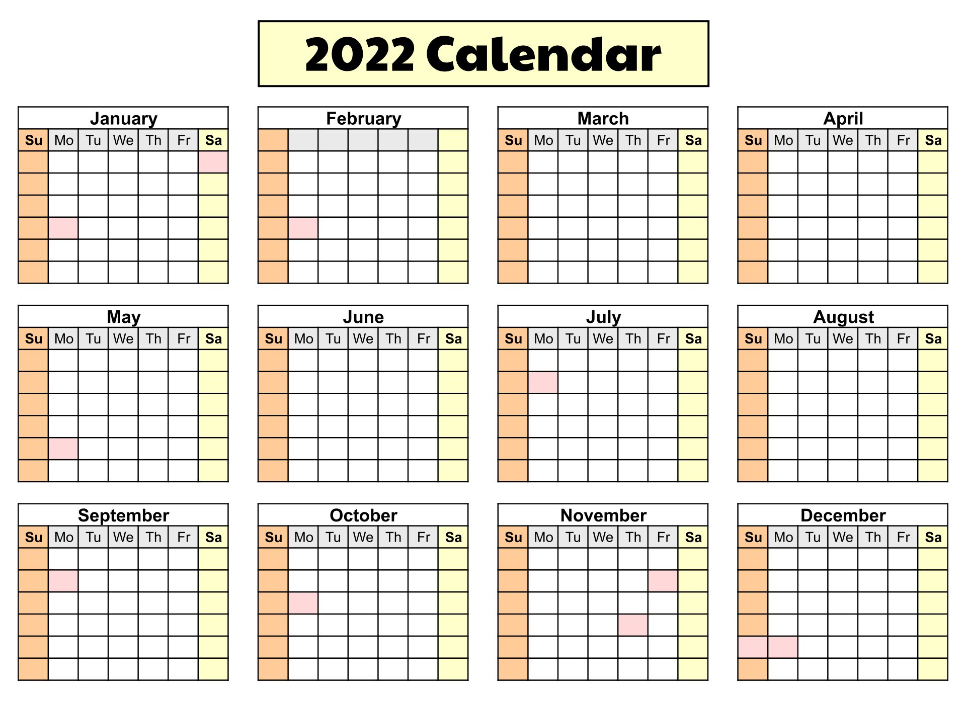 Blank Printable Calendar Template