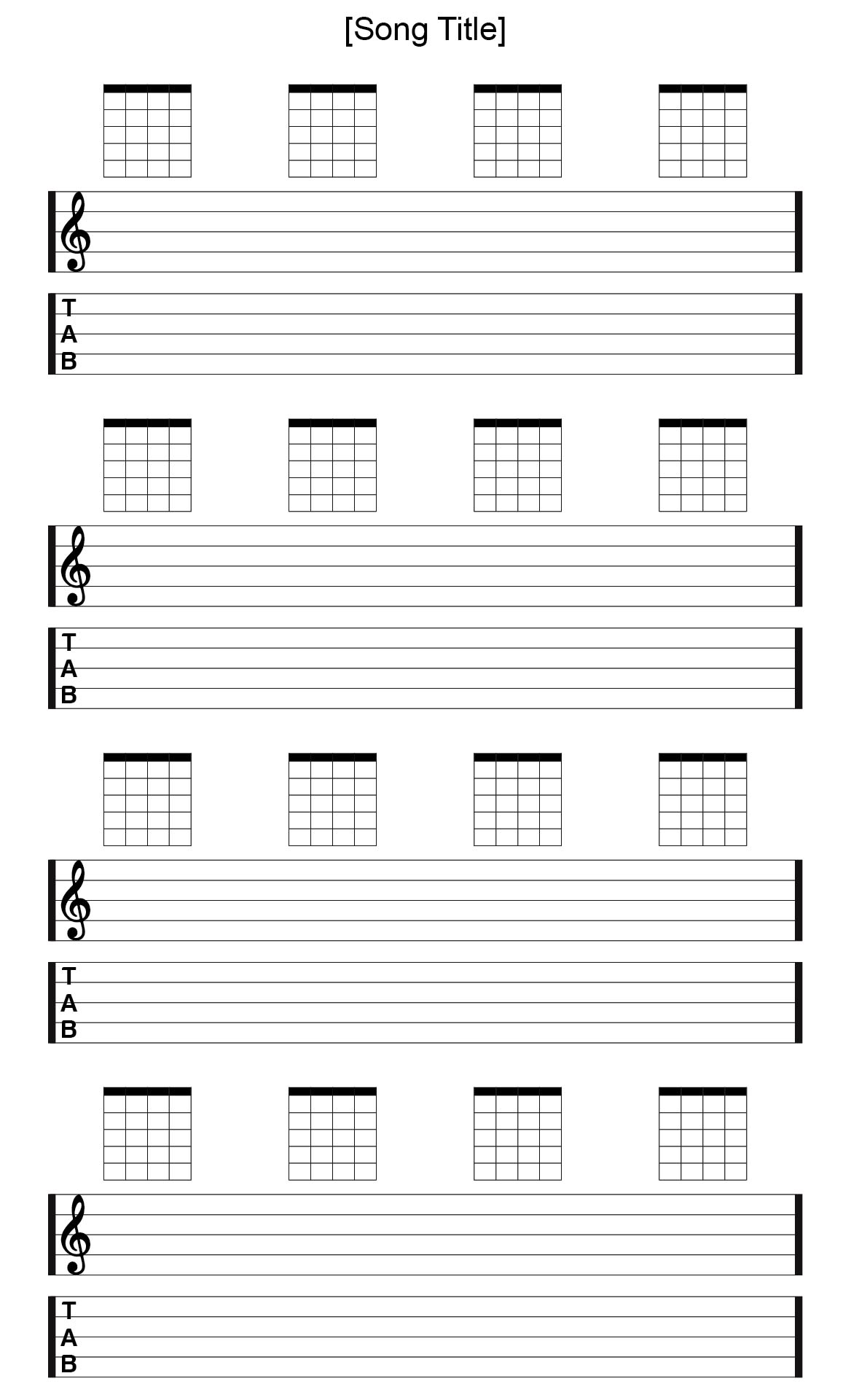 Blank Sheet Music Paper For Guitar