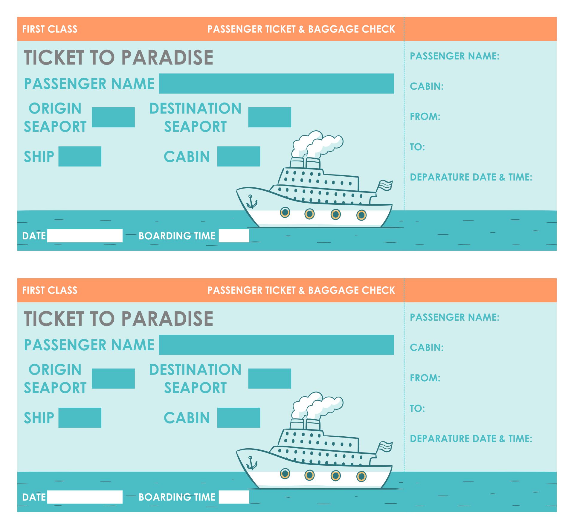 Carnival Cruise Ticket Template Free