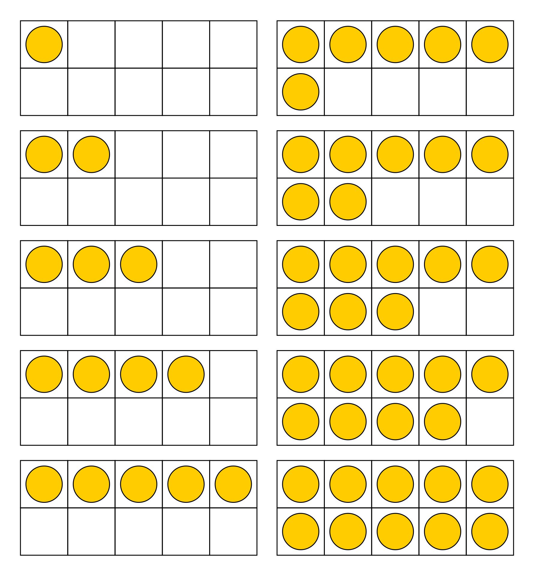 Double Ten Frames With Dots Printable