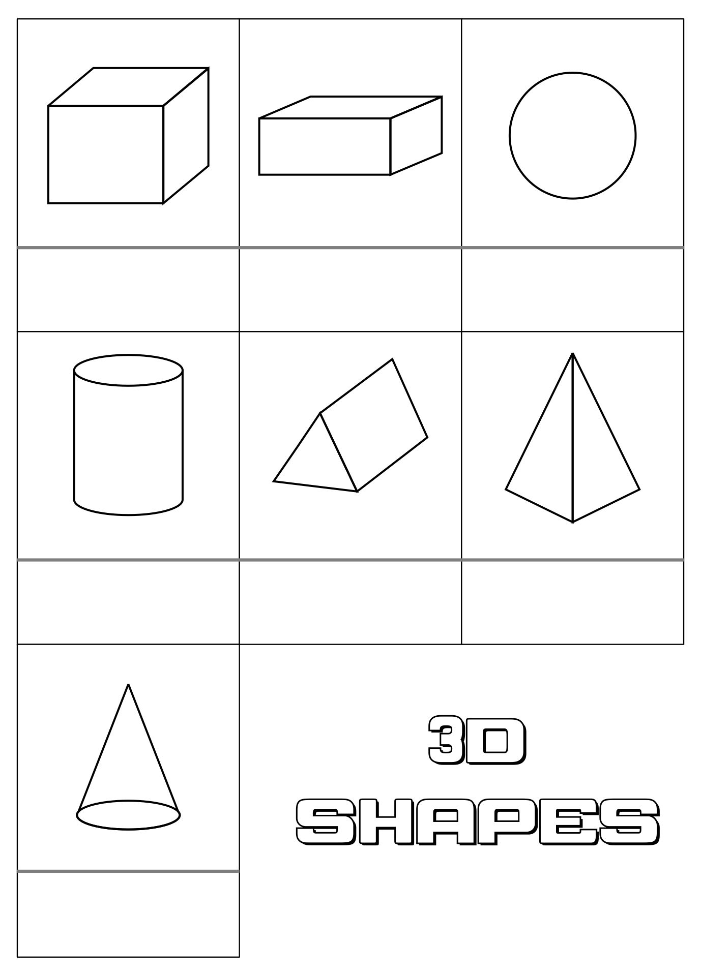 Free Printable 3d Shapes Worksheets For Kindergarten