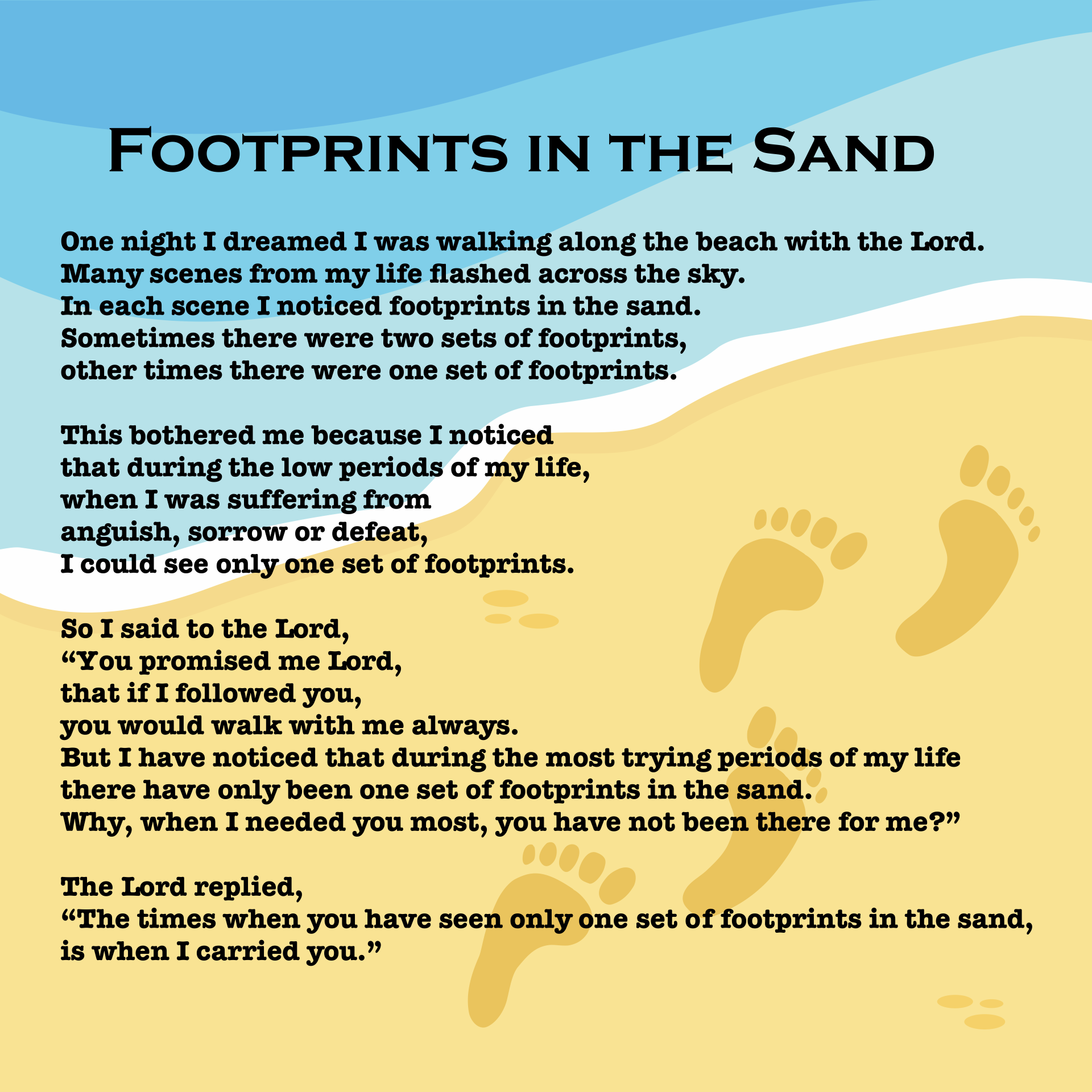 Free Printable Footprints In The Sand Poem