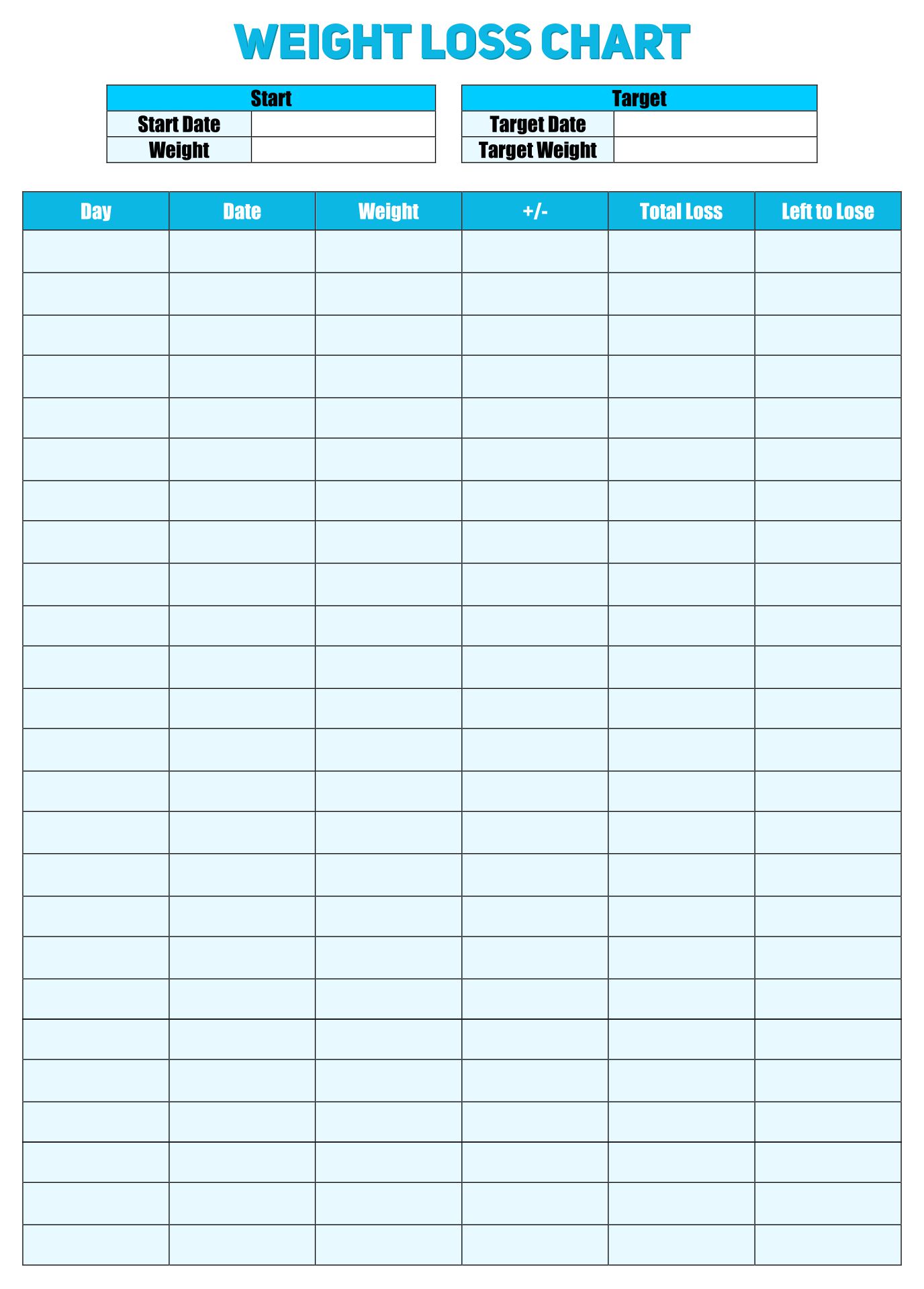 Free Printable Weekly Weight Loss Tracker