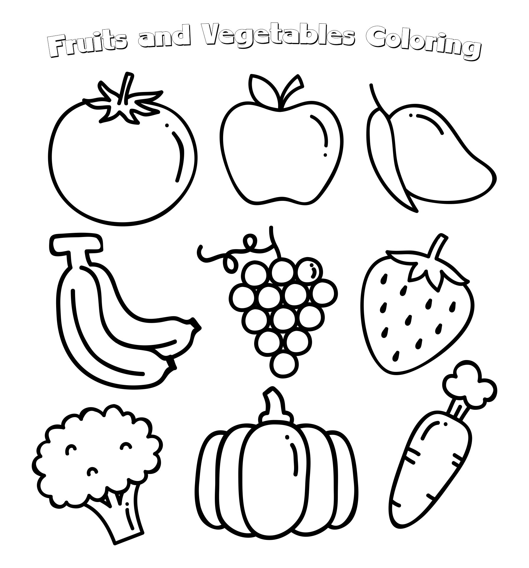 Fruit And Vegetable Coloring Pages To Print