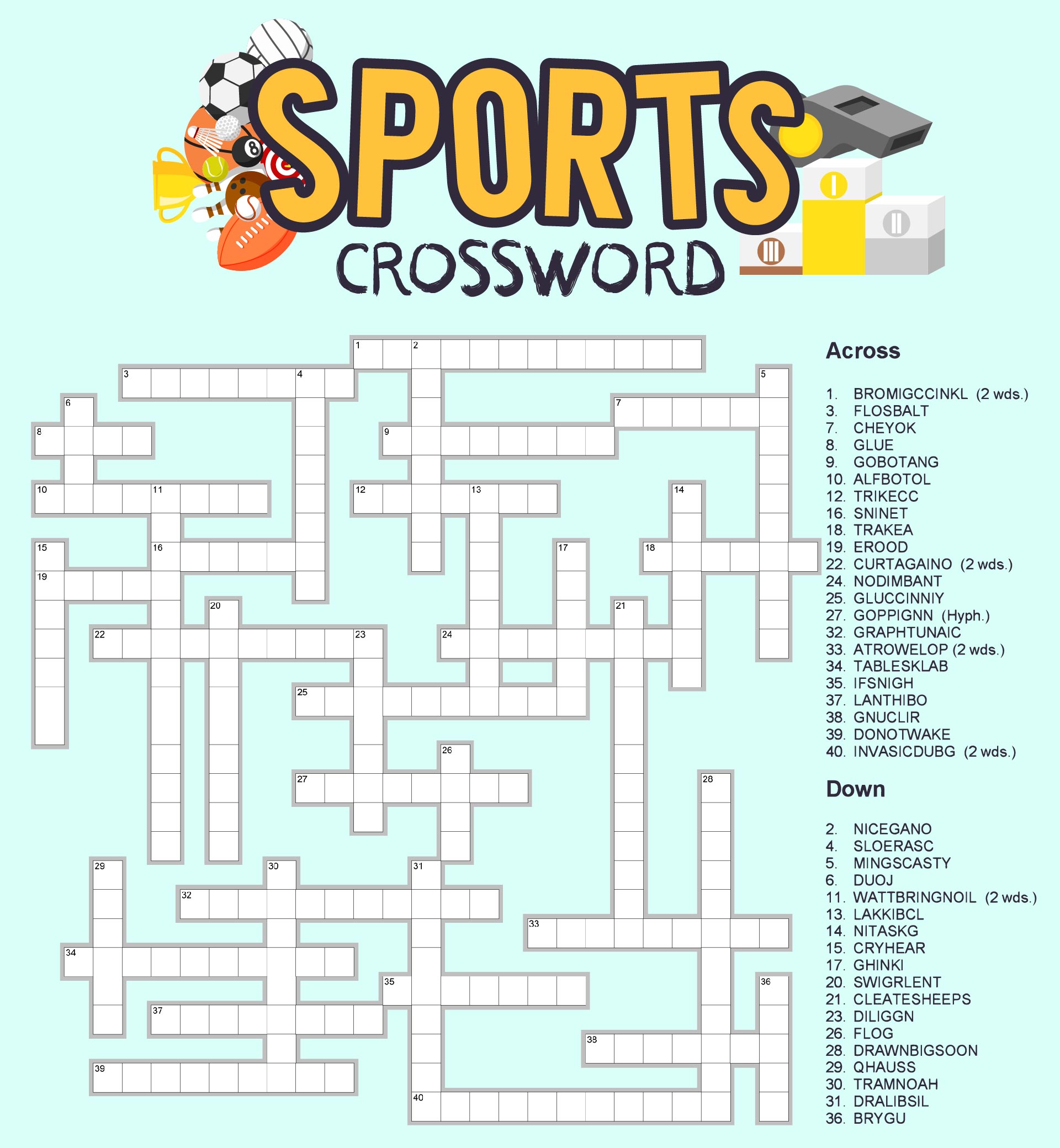 Fun Crossword Puzzles For High School Students