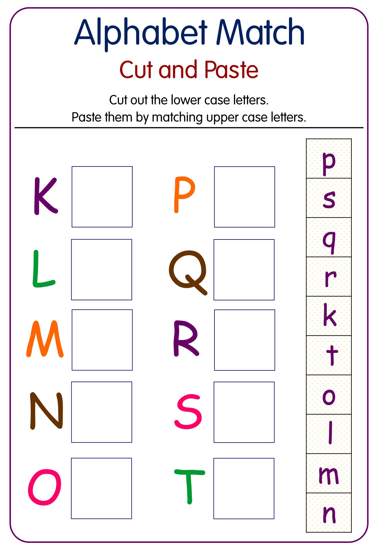 Letter Matching Worksheets Cut And Paste
