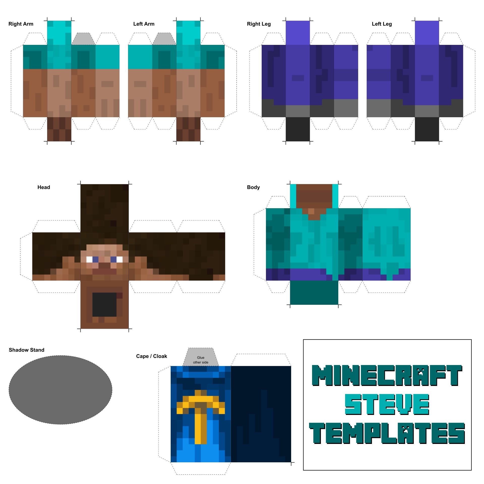 Minecraft Steve Printable Templates Free Download