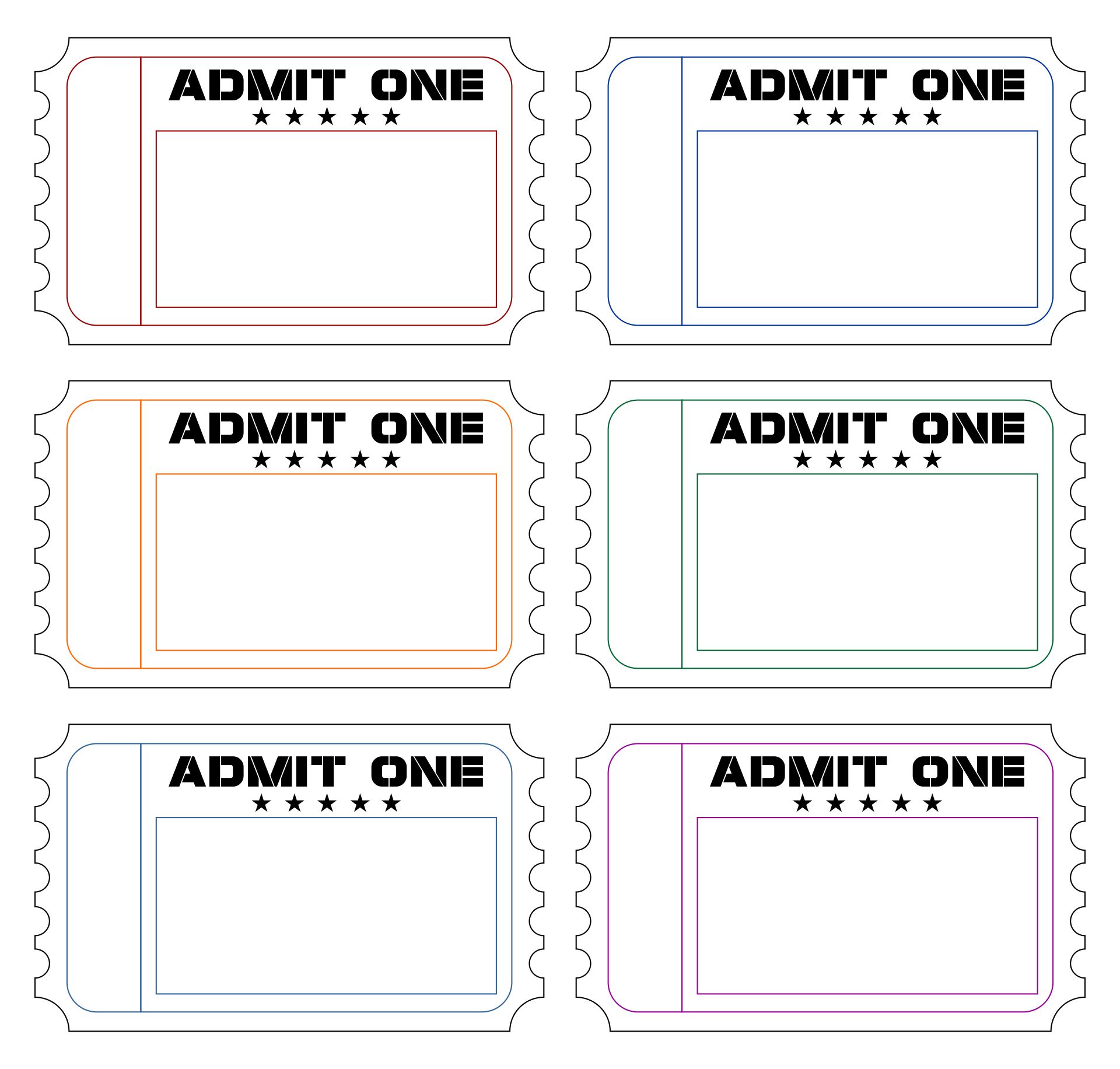 Printable Blank Admit One Ticket Template