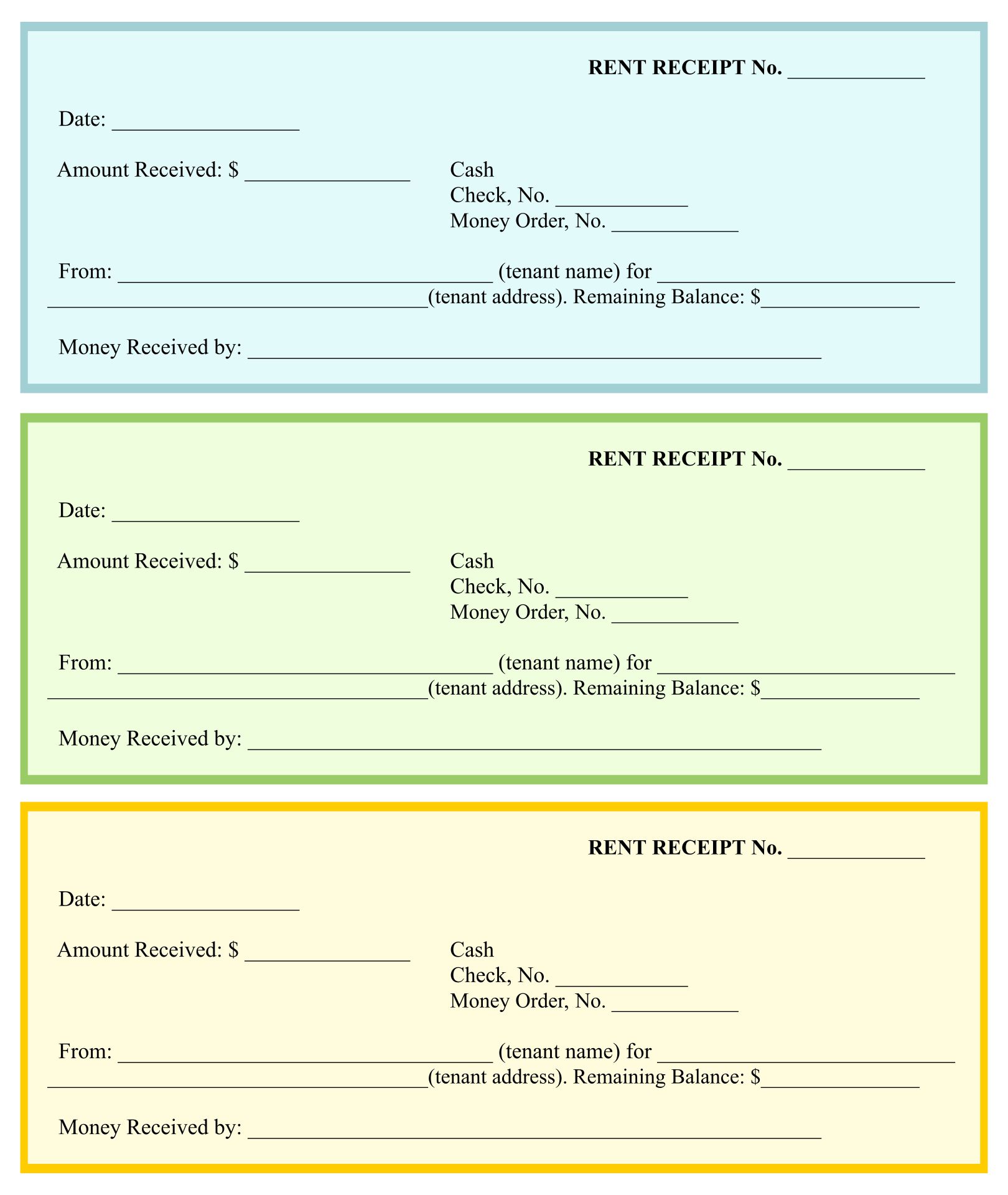 Printable Blank Receipt Form Template Free Download