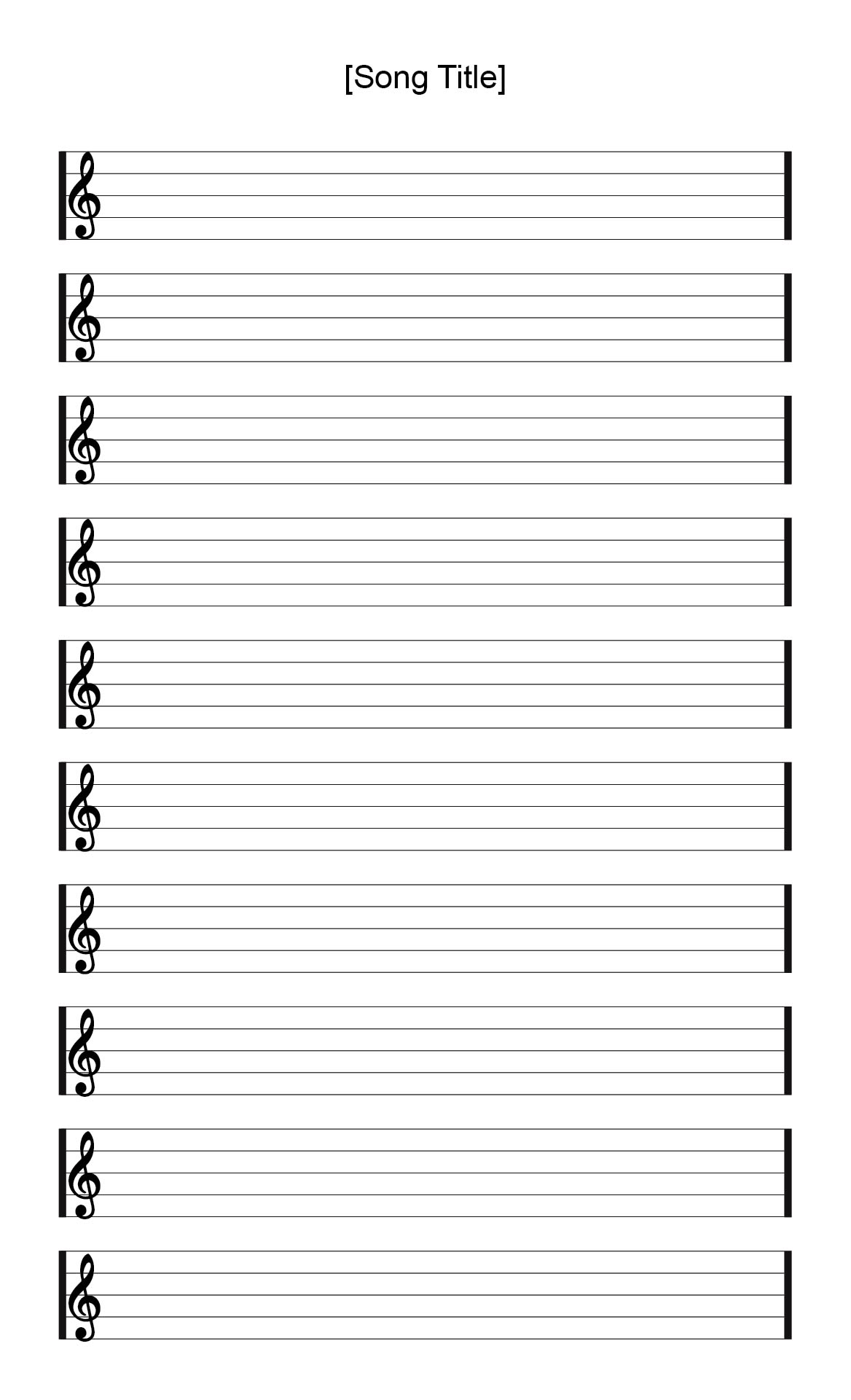 22 Best Free Printable Staff Paper Blank Sheet Music - printablee.com For Blank Sheet Music Template For Word