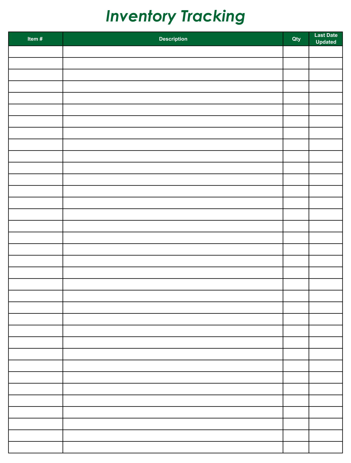 Printable Inventory Tracking Sheet Excel