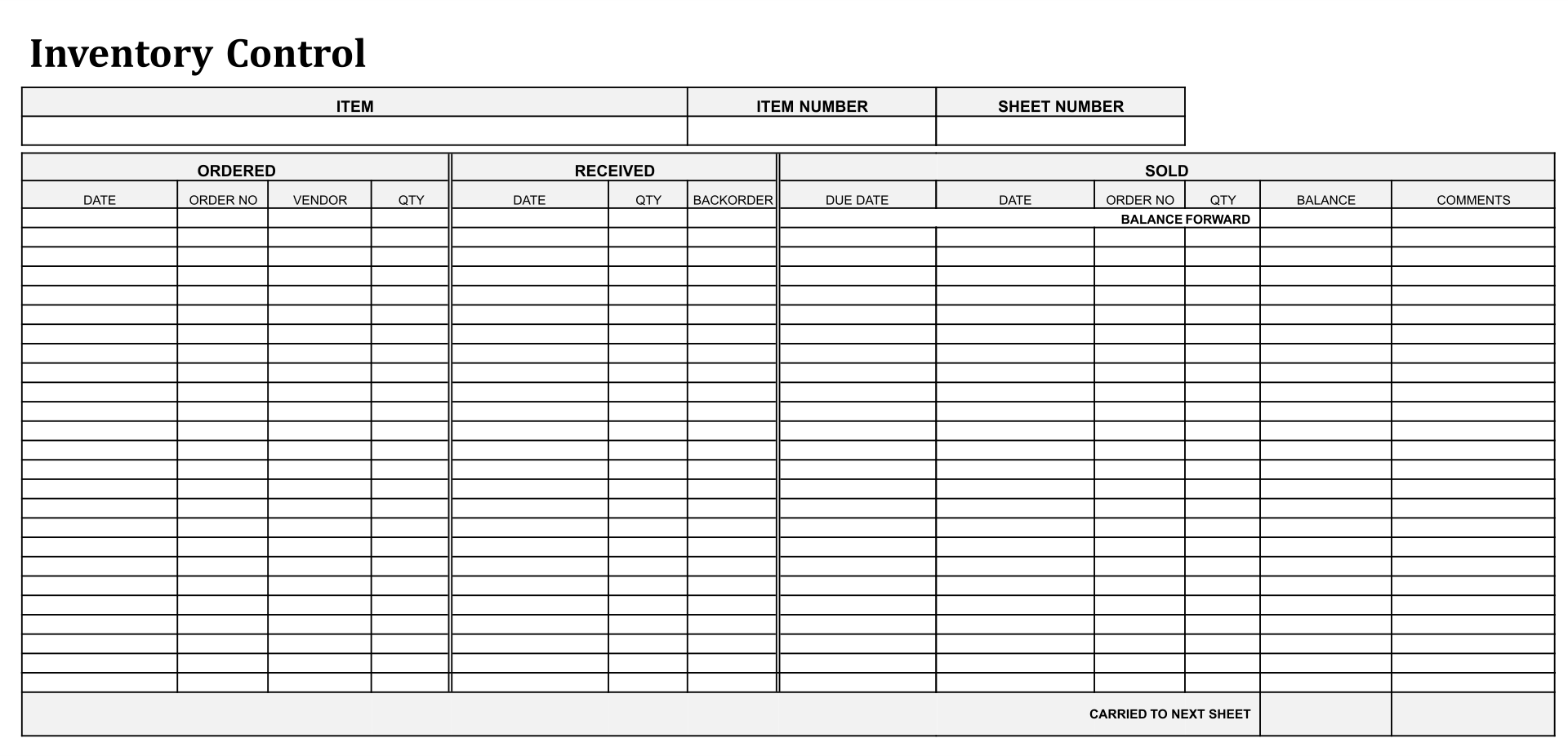 Printable Inventory Tracking Spreadsheet Free